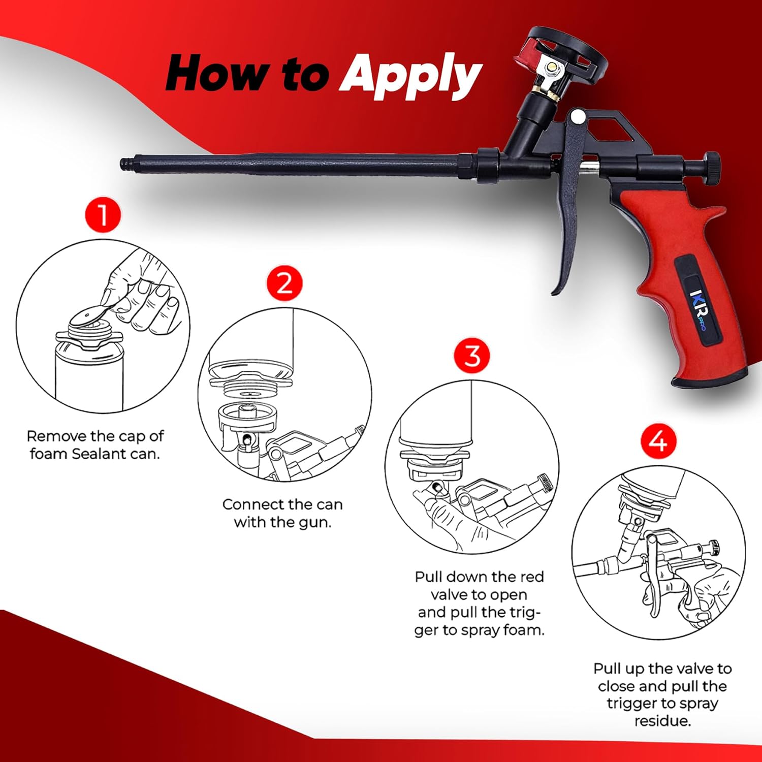ixirpro Mega Professional Expanding Foam Spray Gun (2 Insulation Guns + 18 Extenders) PU Insulating Applicator Heavy Duty Metal Body Dispensing Foam Gun Suitable for Caulking, Filling, Sealing - Image 6