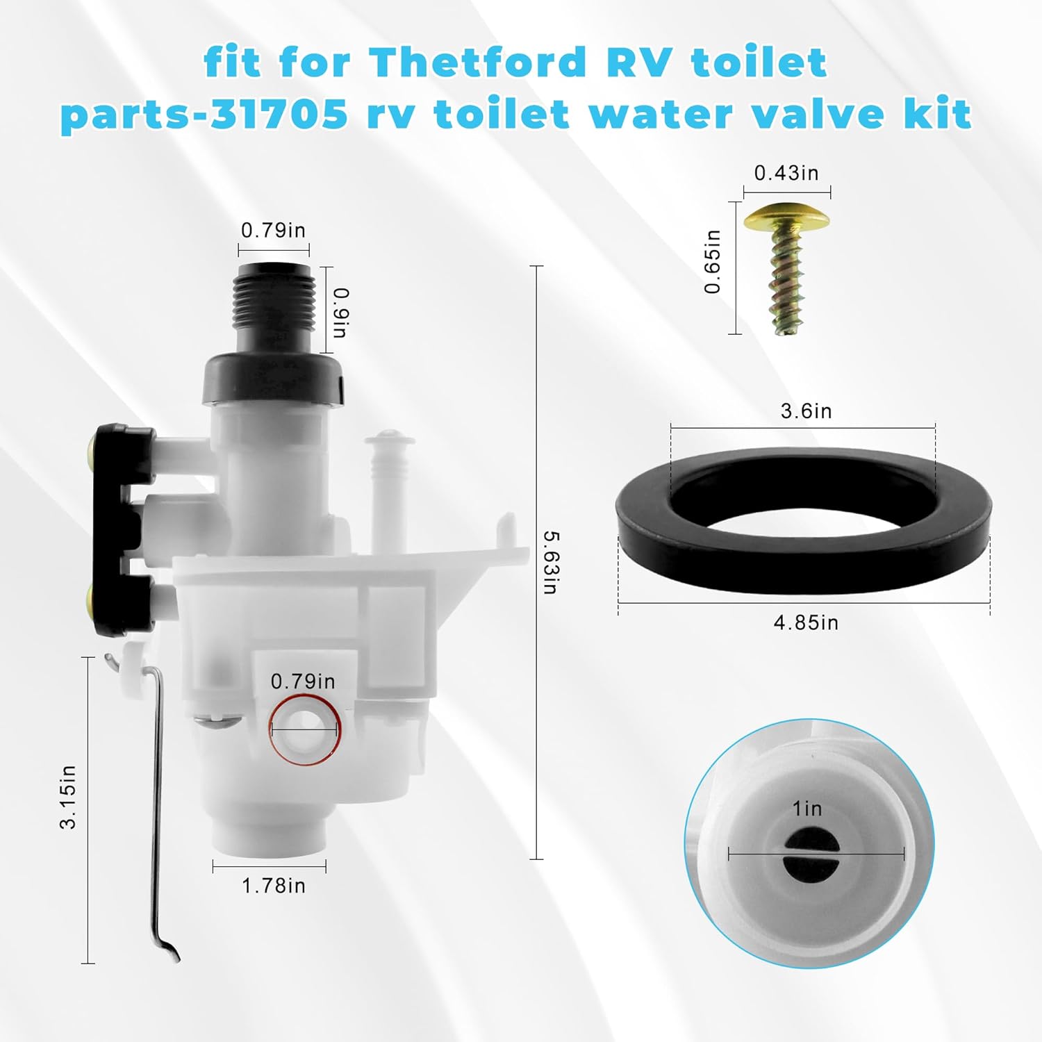 31653 31705 31688 31835 31687 RV Toilet water Valve fit for Thetford RV Toilet Parts-Leak&Freeze-Resistant fit for Thetford Aqua-Magic V 31676 31675 31667 31658 31668 31650 31680 31671 prime&swift - Image 2