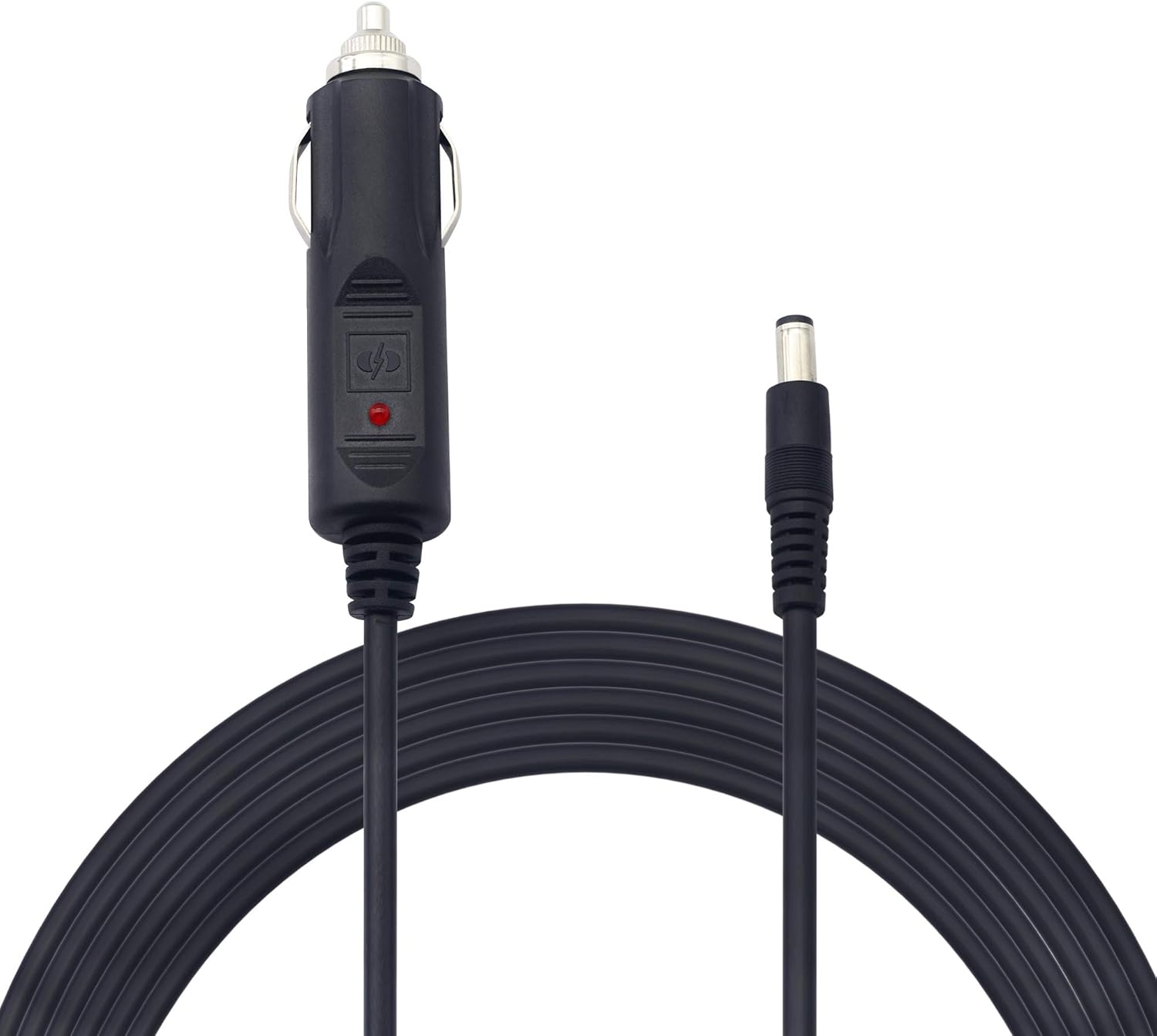 12V 24V DC 5.5mm x 2.1mm Car Cigarette Lighter Extension Power Supply Adapter Cable with LED for Car Truck Bus Van (10FT)