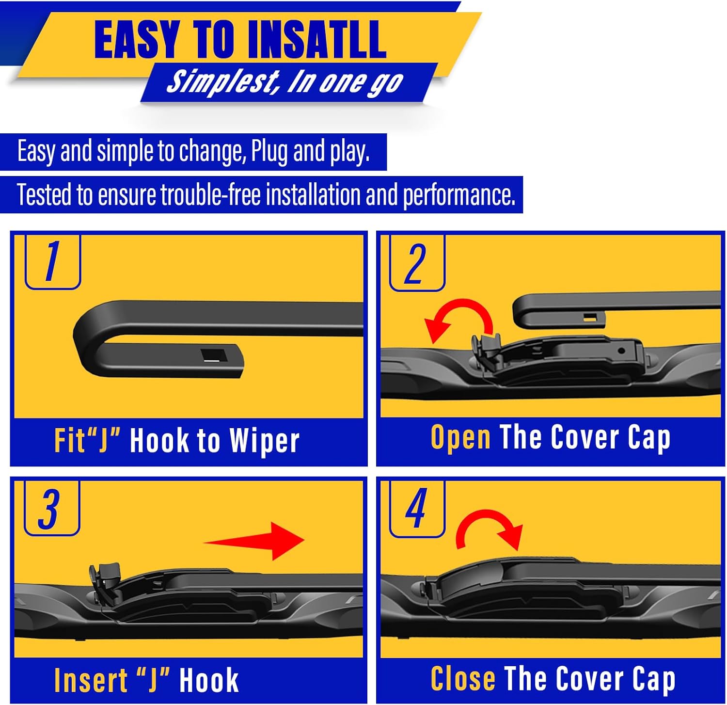 3 wipers Replacement for 2016-2020 Buick Envision, Windshield Wiper Blades Original Equipment Replacement - 24"/18"/12" (Set of 3) U/J HOOK - Image 8