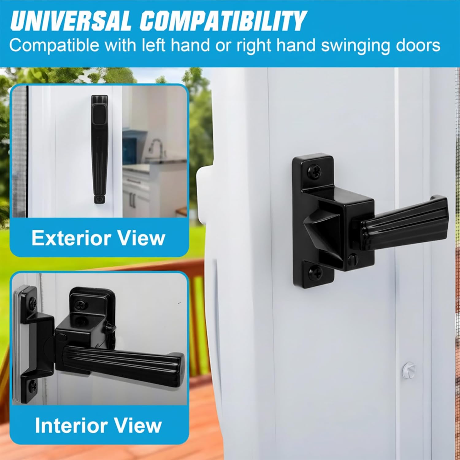 Screen Door Latch Replacement Kit Compatible with Prime-Line K 5148 1-11/16 in. Zinc Diecast Constructed Strike Plate Assortment for Storm and Screen Door Hardware(6,Black) - Image 3