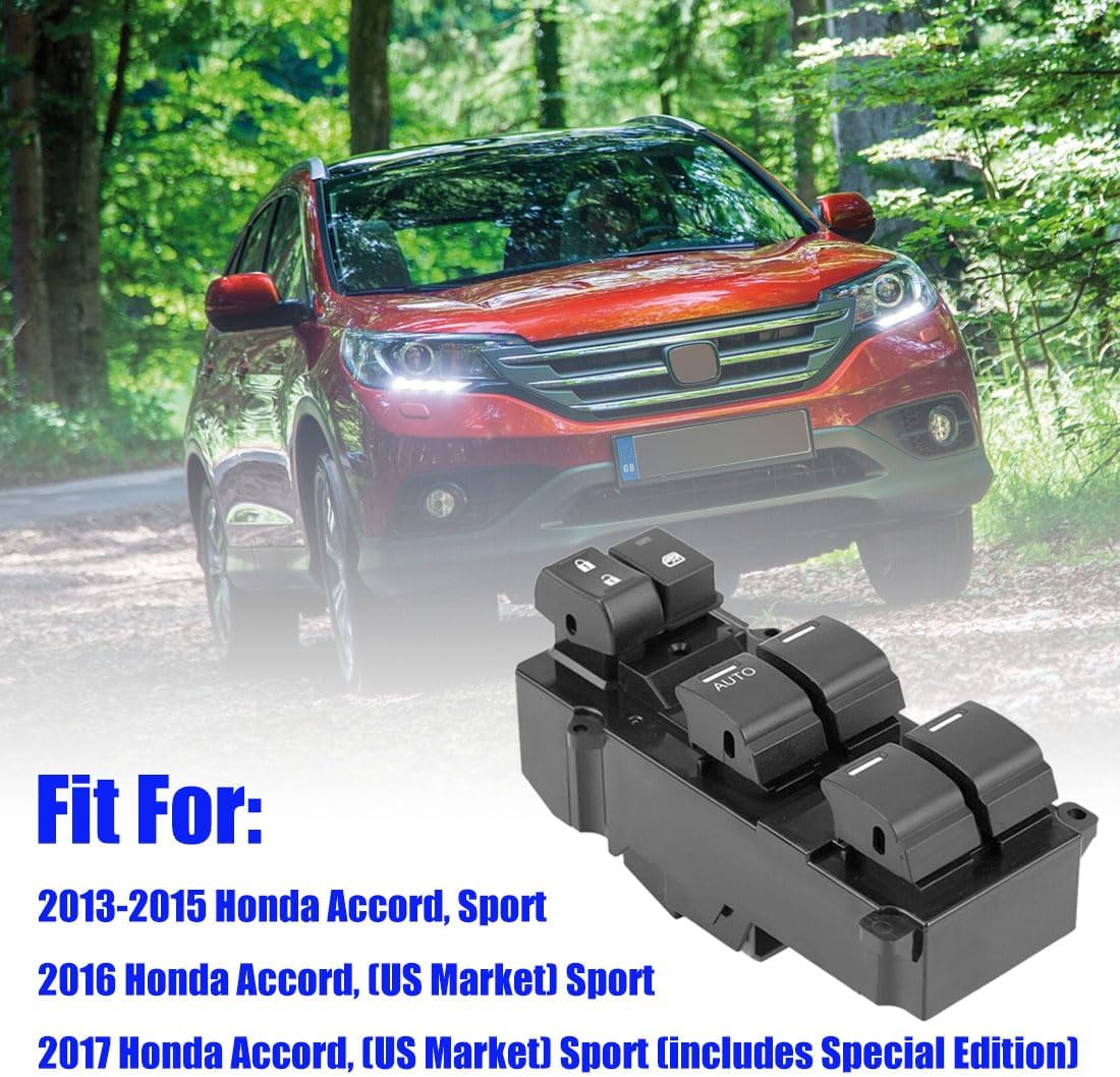 Front Left Driver Side Master Window Switch Replacement for Honda Accord Sport 2013-2017 Replace OE 35750T2AA91 | Fit for 2013-2017 Accord Sport 35750-T2A-A91 Power Window Master Switch Buttons - Image 2