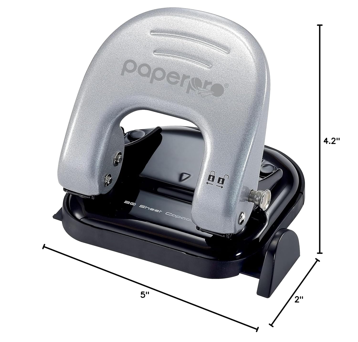 Bostitch Office EZ Squeeze Reduced Effort 2-Hole Punch, 2 Sheets, Locking Handle, Silver (231) - Image 8