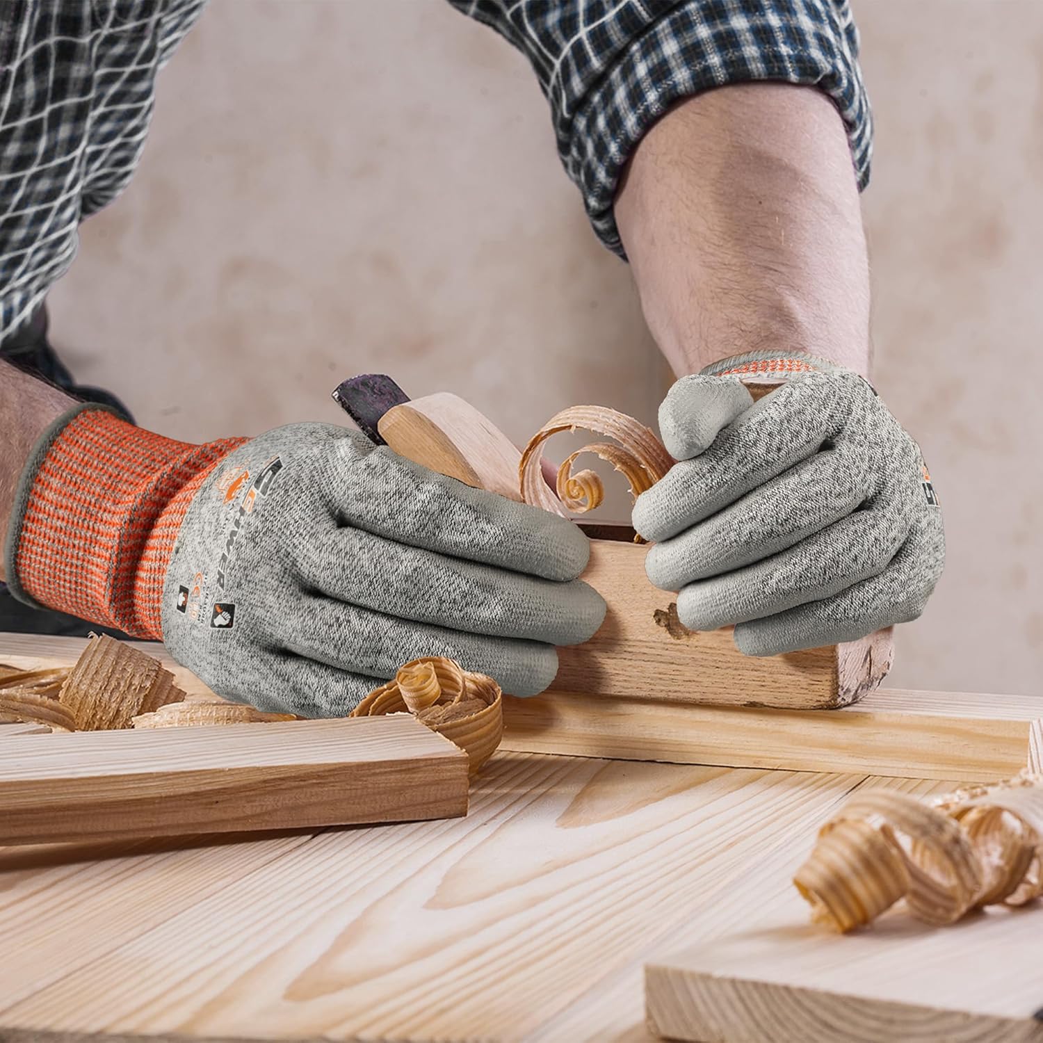 Schwer 12 Pairs ANSI A5 Cut Resistant Work Gloves, Cut Proof Gloves with PU Coating, Used for Metal Fabrication, WoodWorking, Construction, Non Slip, Durable, Non PFAS, S, CR3088 - Image 5