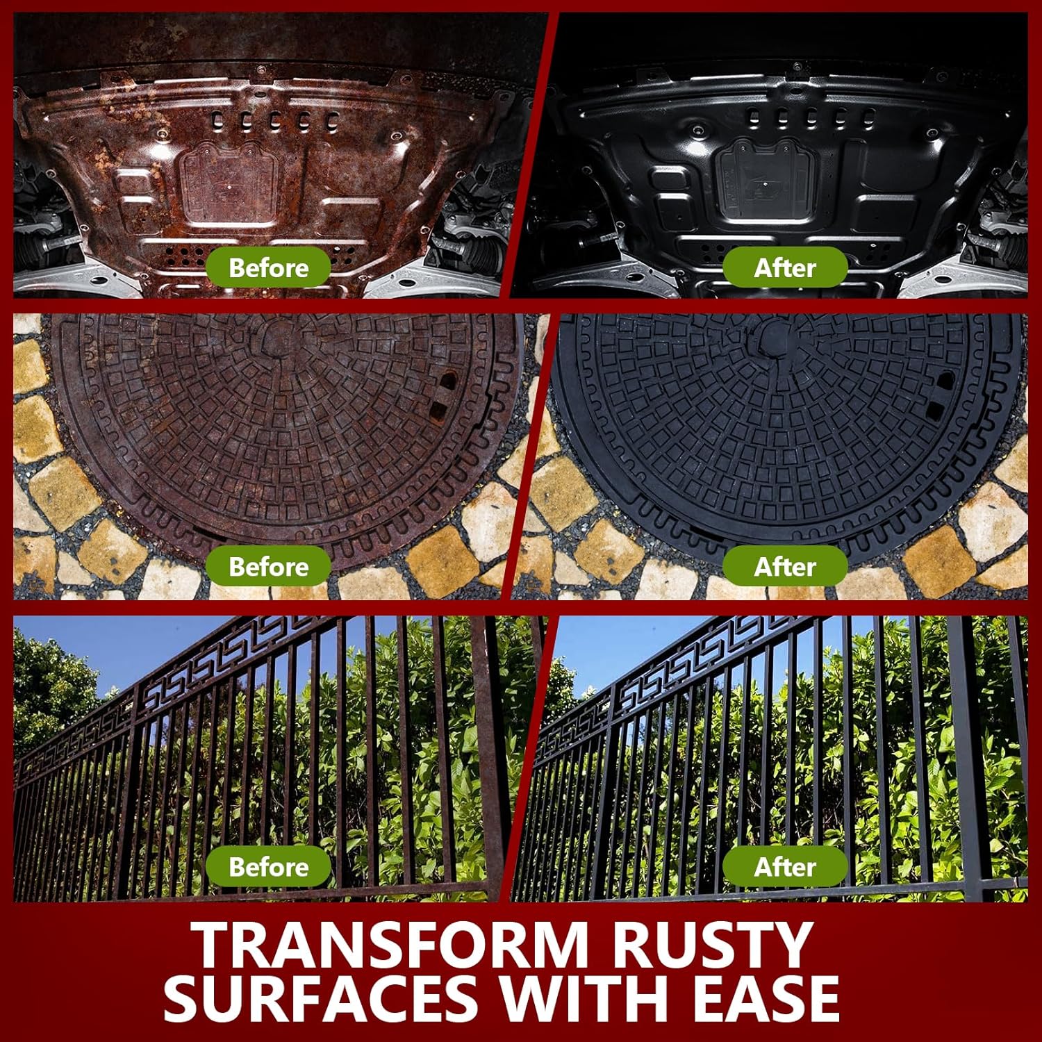 4-in-1 Rust Converter & Metal Primer, 34 Fl Oz Black Rust Inhibitor Paint for Metal, Automotive Rust Reformer, Industrial Grade Water Based, Heat Resistance & UV Resistant - Image 3
