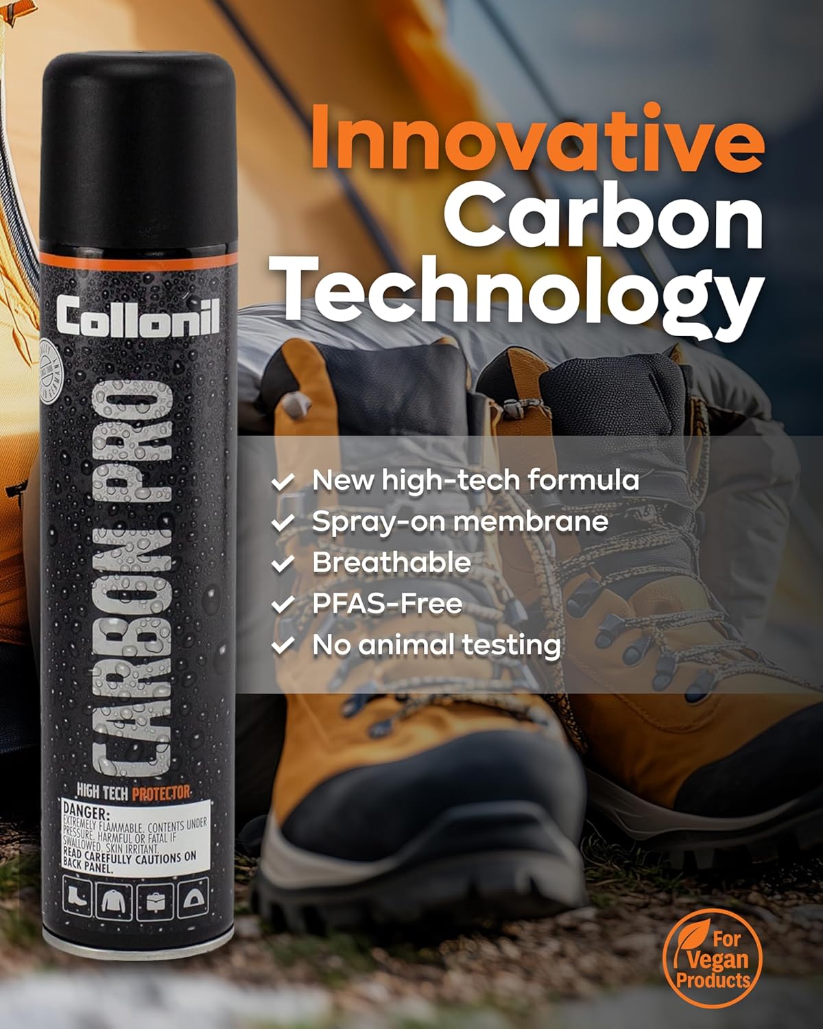 Collonil Carbon Pro XXL – Universal Shoe Protector Spray 2x 10.1 fl oz – Waterproof & Stain-Resistant – PFAS-Free Suede Protector for Shoes, Boots, Backpacks, Jackets & Tents – Made in Germany - Image 4