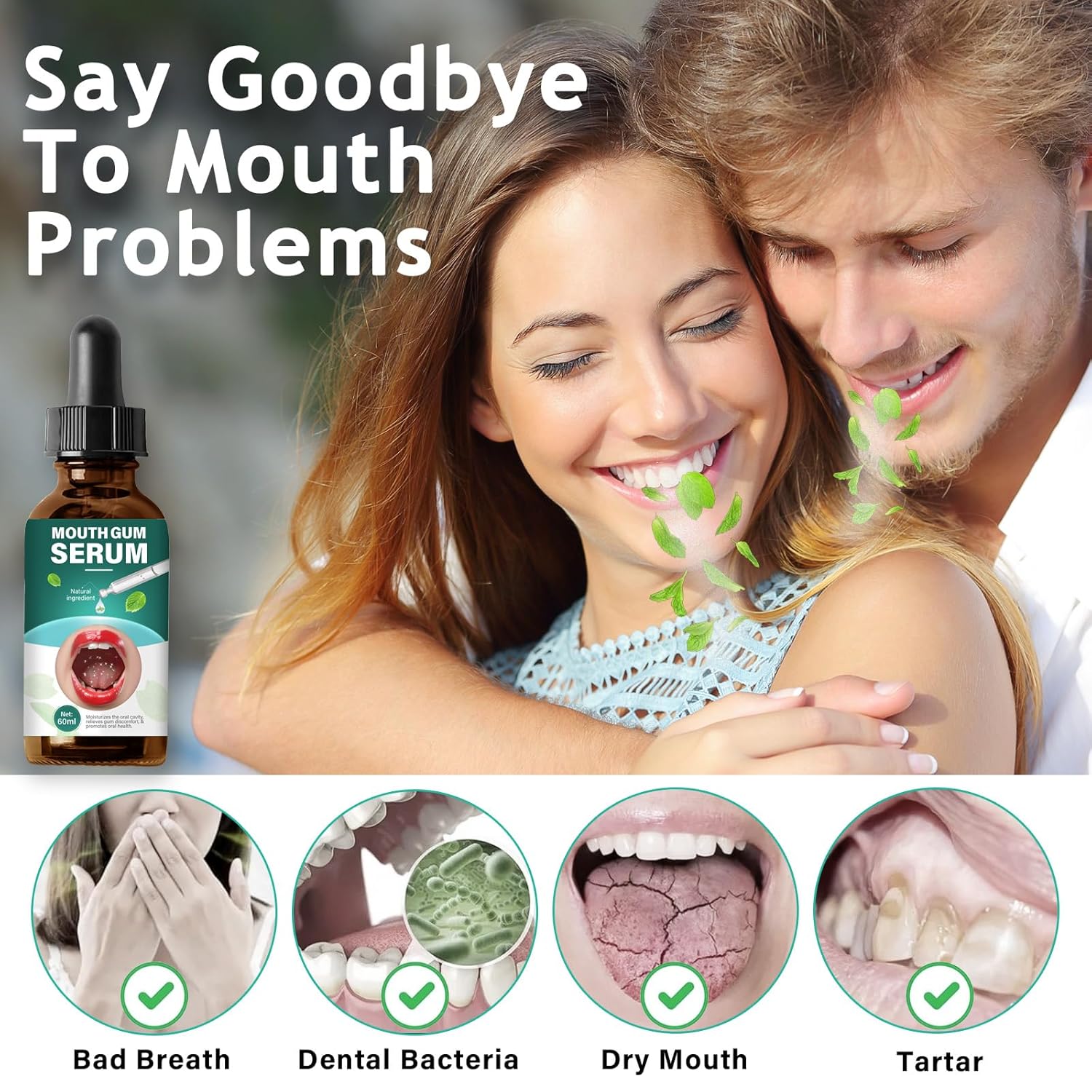 Gum Restore Drops, Gum Repair for Receding Gums & Stain Removal, Bad Breath Treatment for Adults(Dark Green, 2 Fl Oz) - Image 3