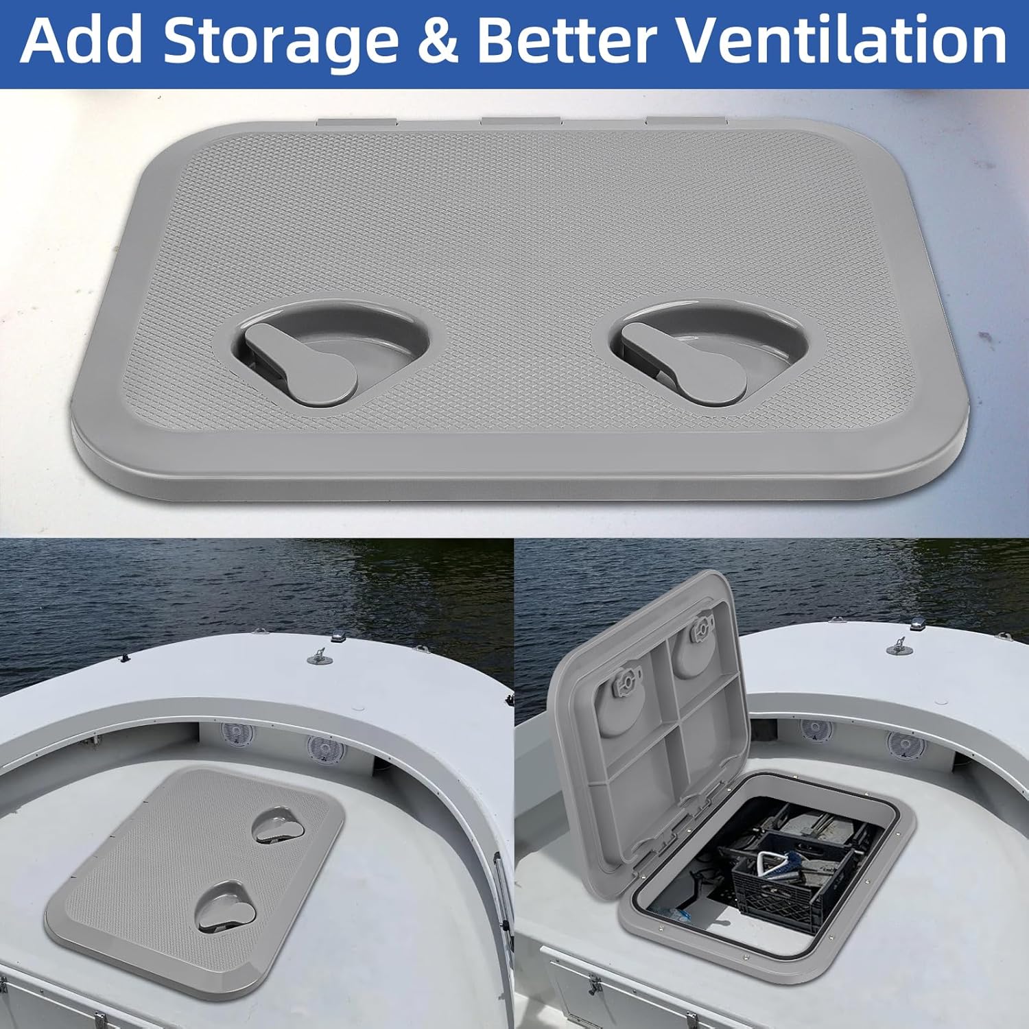 Marine Boat Hatch Deck Cover Lid,Marine Deck Access Hatch & Lid,Black Rectangle Boat Access Door for Bass/John/Fishing/Skiff/Sailboat/Yacht,Waterproof Cover Easy to Install - Image 7