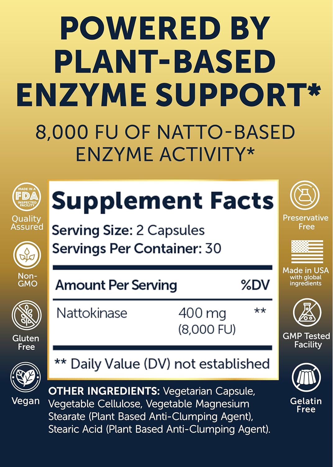 Lunakai USA Made Nattokinase Supplement – 400mg Natto Enzyme, 8000 FU per Serving – Heart & Circulation Support – Non-GMO, 60ct, 4000 FU Capsule - Image 5