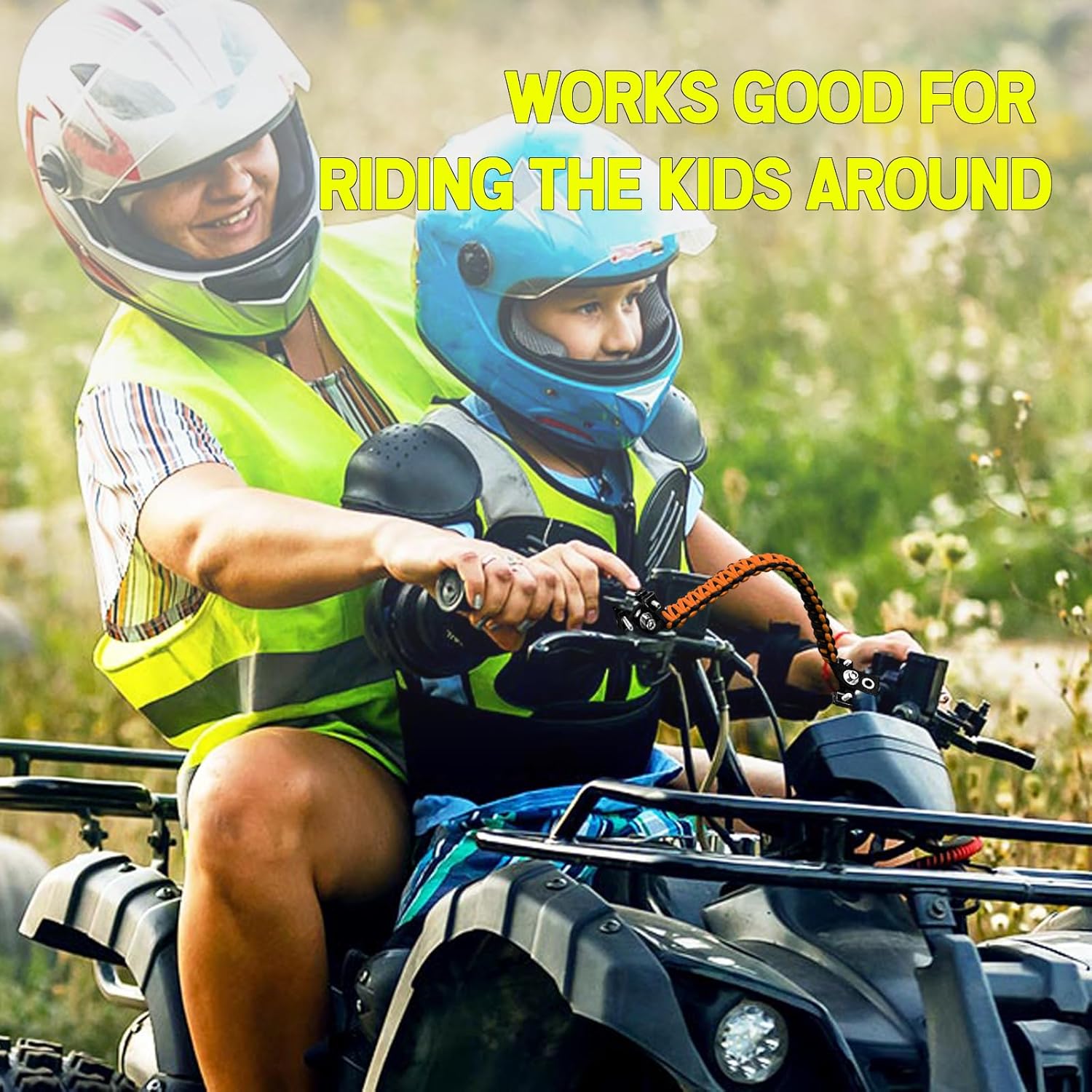 Xislet ATV Grab Strap Compatible with Polaris Sportsman Can Am Outlander Honda Foreman Motocycle Bike ATV Paracord Grip Handle for Kids Universal for 0.75-1.37 Inch Handlebars - Image 3