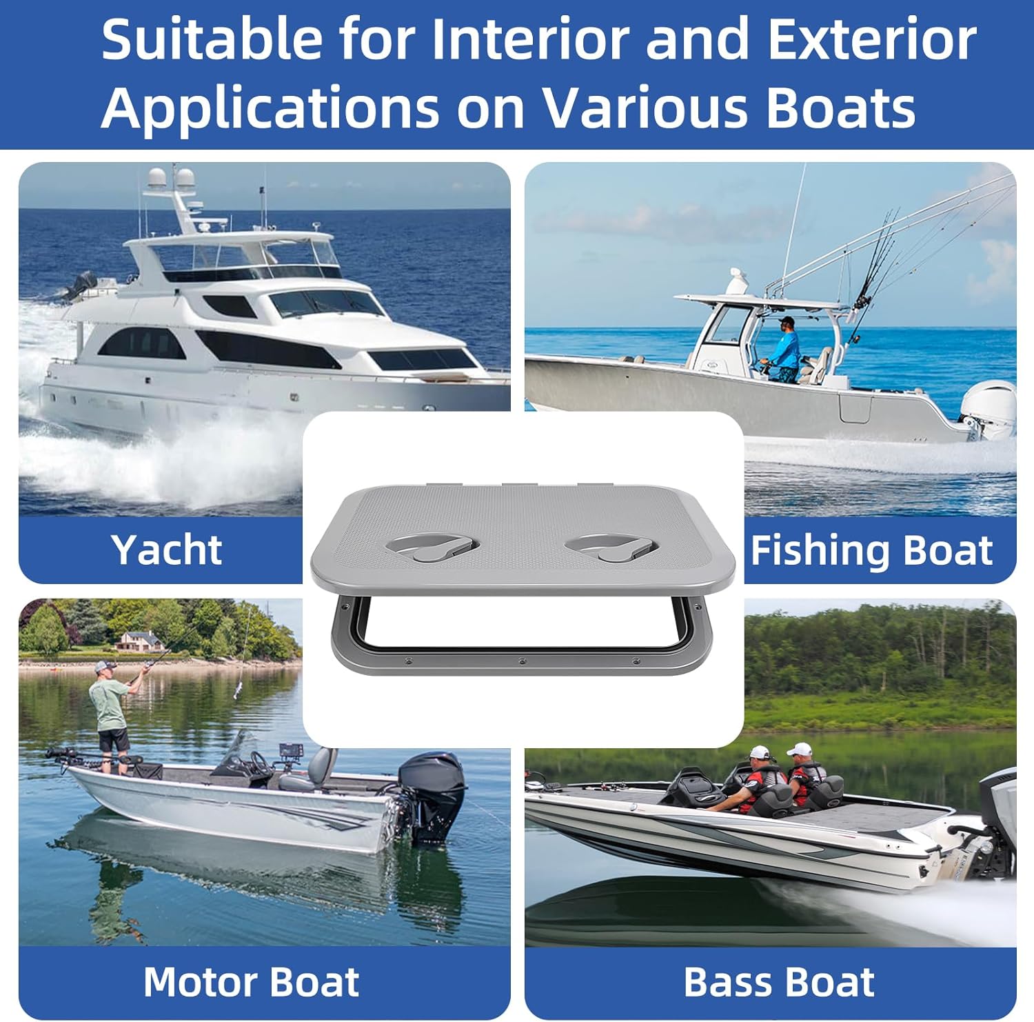 Marine Boat Hatch Deck Cover Lid,Marine Deck Access Hatch & Lid,Black Rectangle Boat Access Door for Bass/John/Fishing/Skiff/Sailboat/Yacht,Waterproof Cover Easy to Install - Image 6
