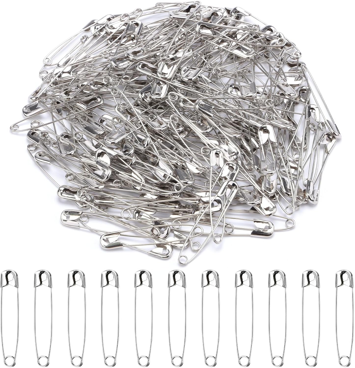 XKDOUS 2.2 Inch Large Safety Pins 200 Pcs Silver Pins Bulk Heavy Duty for Clothes, Sewing, Craft - Image 2