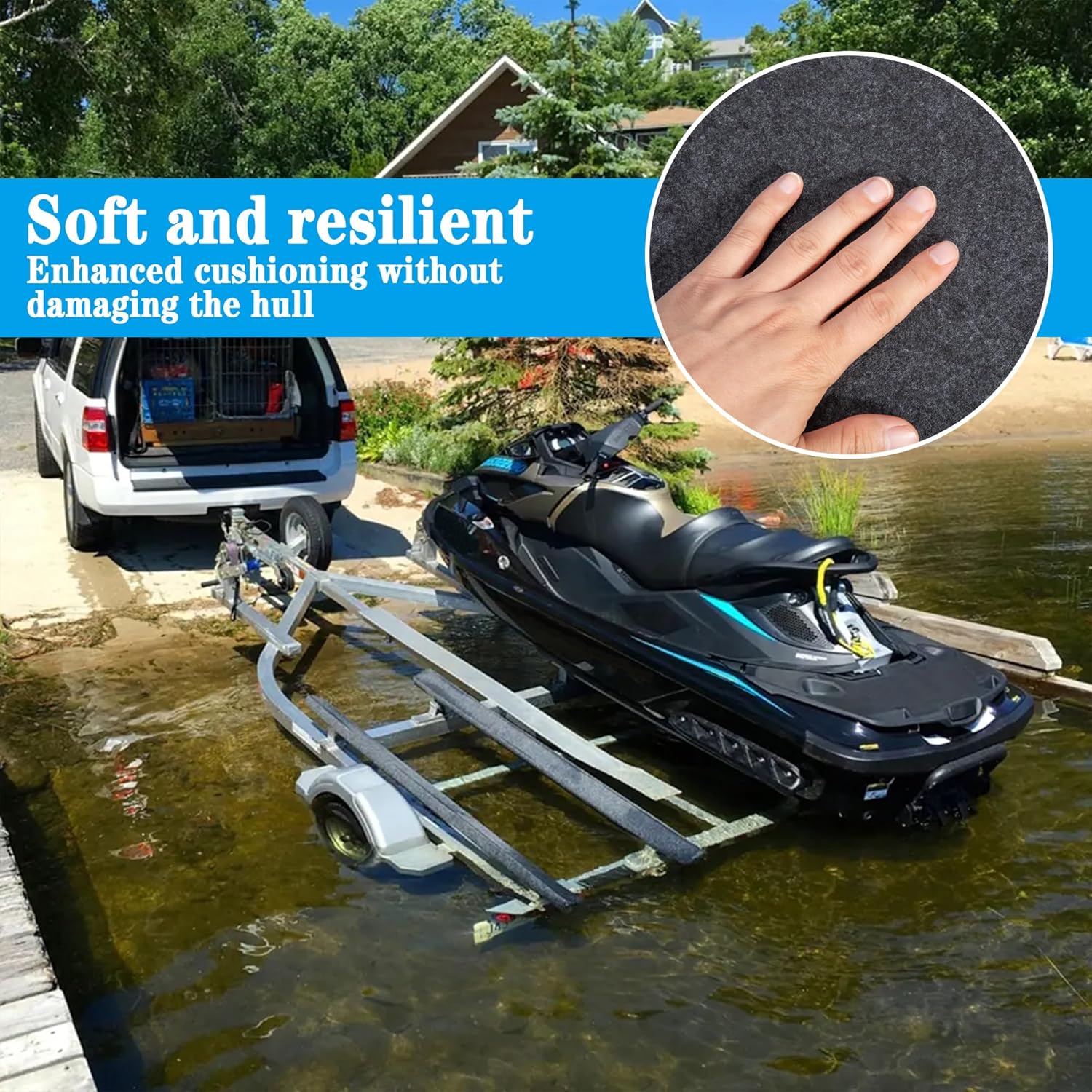 DECOHS Boat Trailer Bunk Carpet - Marine Trailer Bunk Carpet - Trailer Boat Bunk Padding for Outdoor Boat Trailer Jet Ski Ramp Garage Dock - Image 6