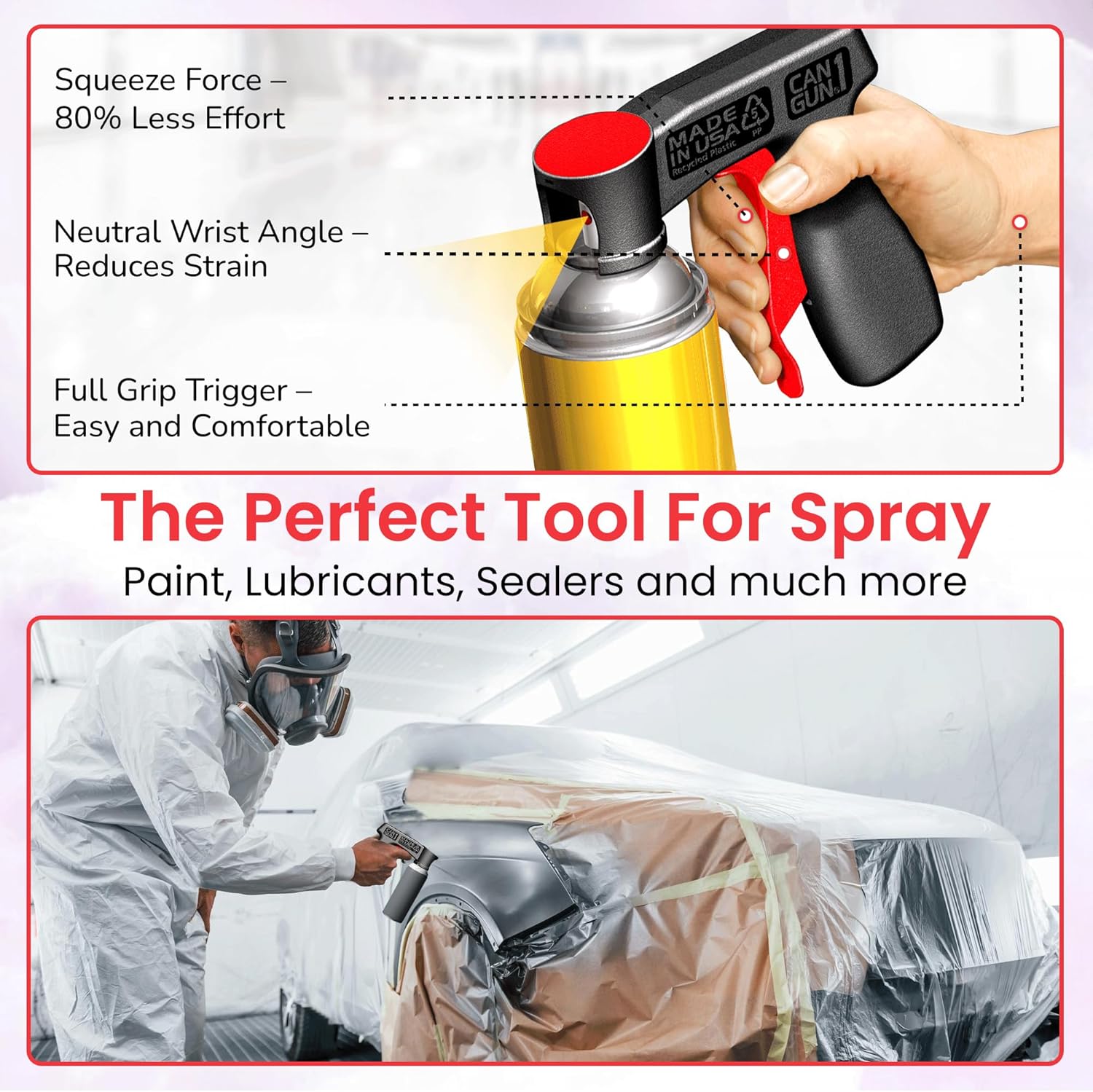 Safeworld Instant Aerosol Trigger Handle Can-Gun, Converts Spray Cans to Spray Guns, Full Hand Grip, Reusable, Easy Clip-On/Off, and Universal Fit for Paint, Adhesives, and Lubricants. - Image 5
