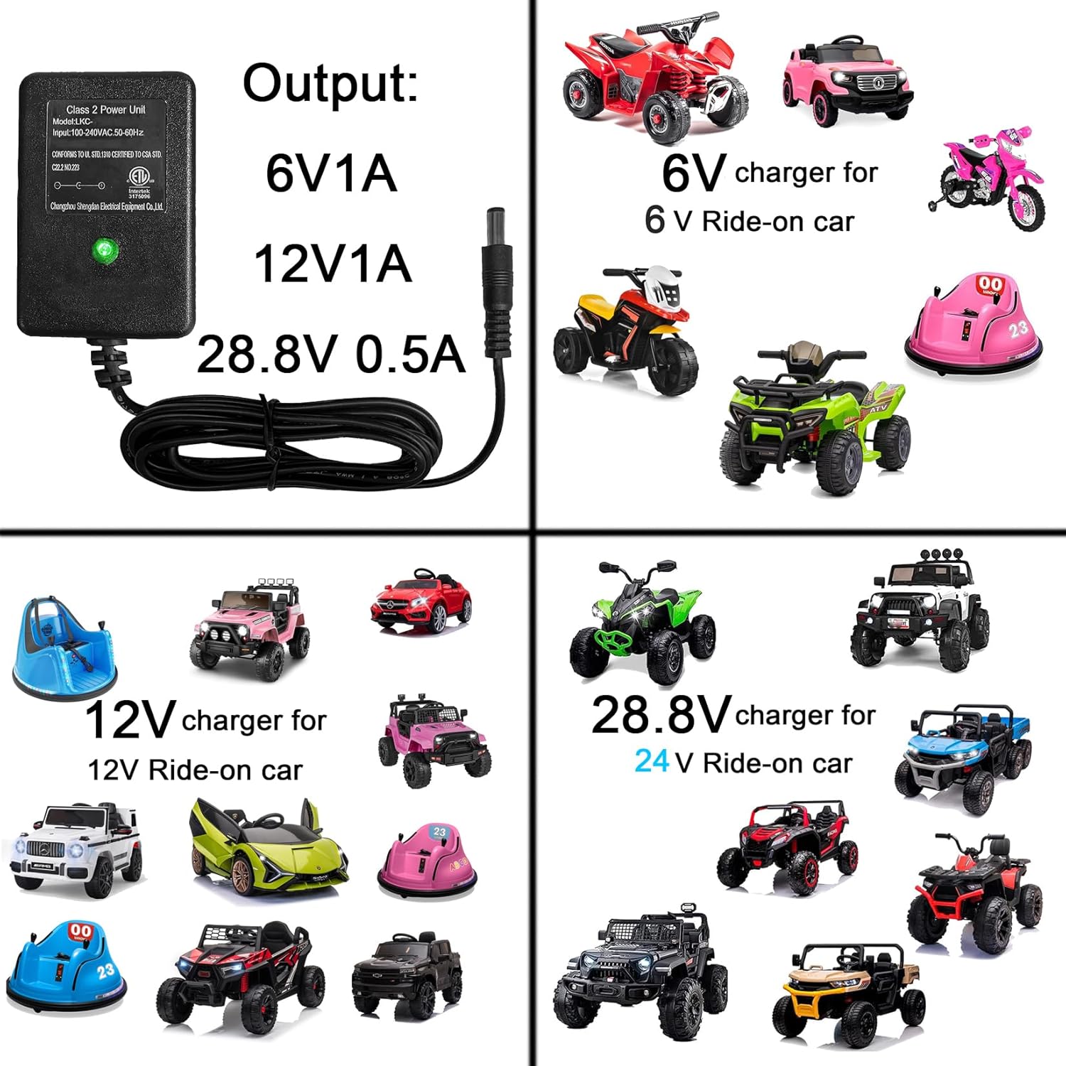 Universal 12V Bumper Car Charger for Flybar,Charger for Kidzone Bumper Car,12V Battery Charger for Ride on Car Best Choice Products SUV Powered Accessories(12Volt 1A) - Image 7