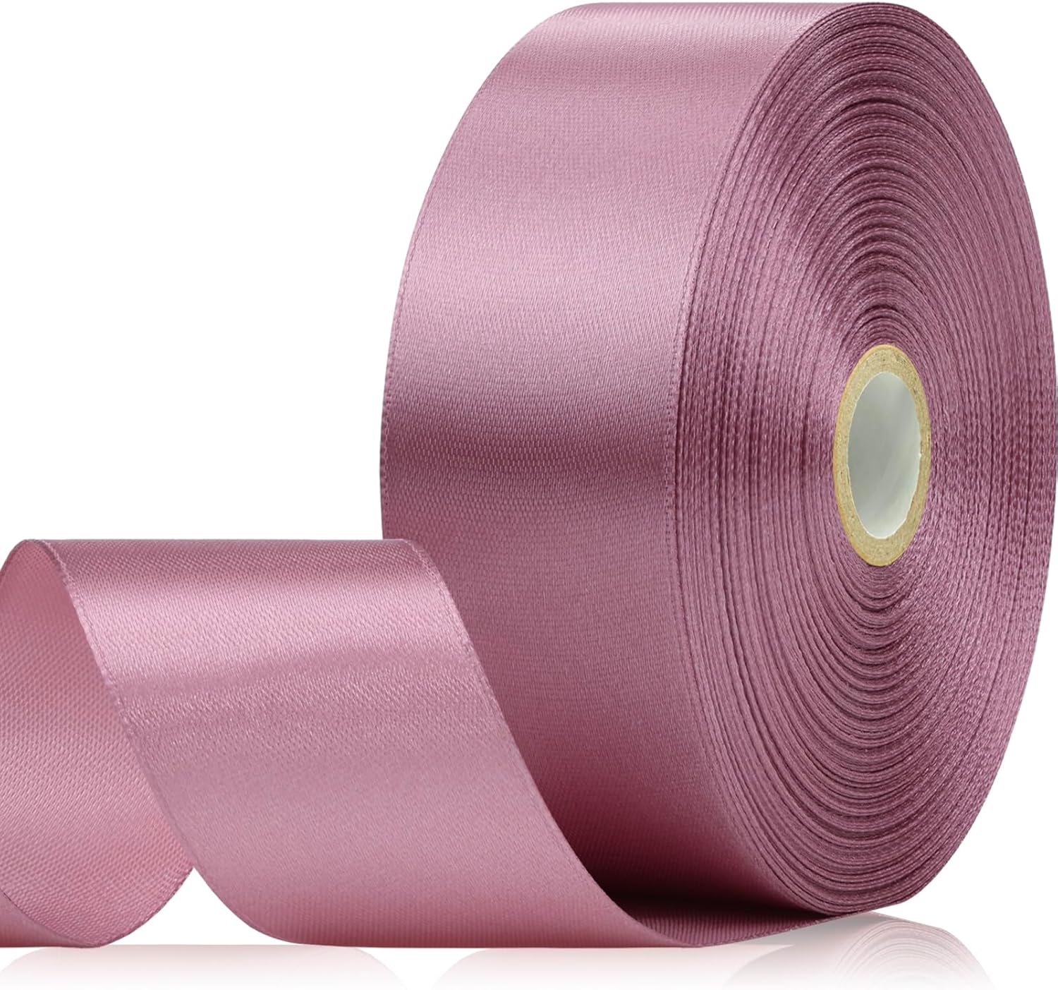 60 Yards Rosy Mauve Satin Ribbon 1-1/2 Inch, Solid Mauve Pink Ribbon for Gift Wrapping, Crafts, Flower Bouquet, Wedding, Festival, Christmas, Halloween