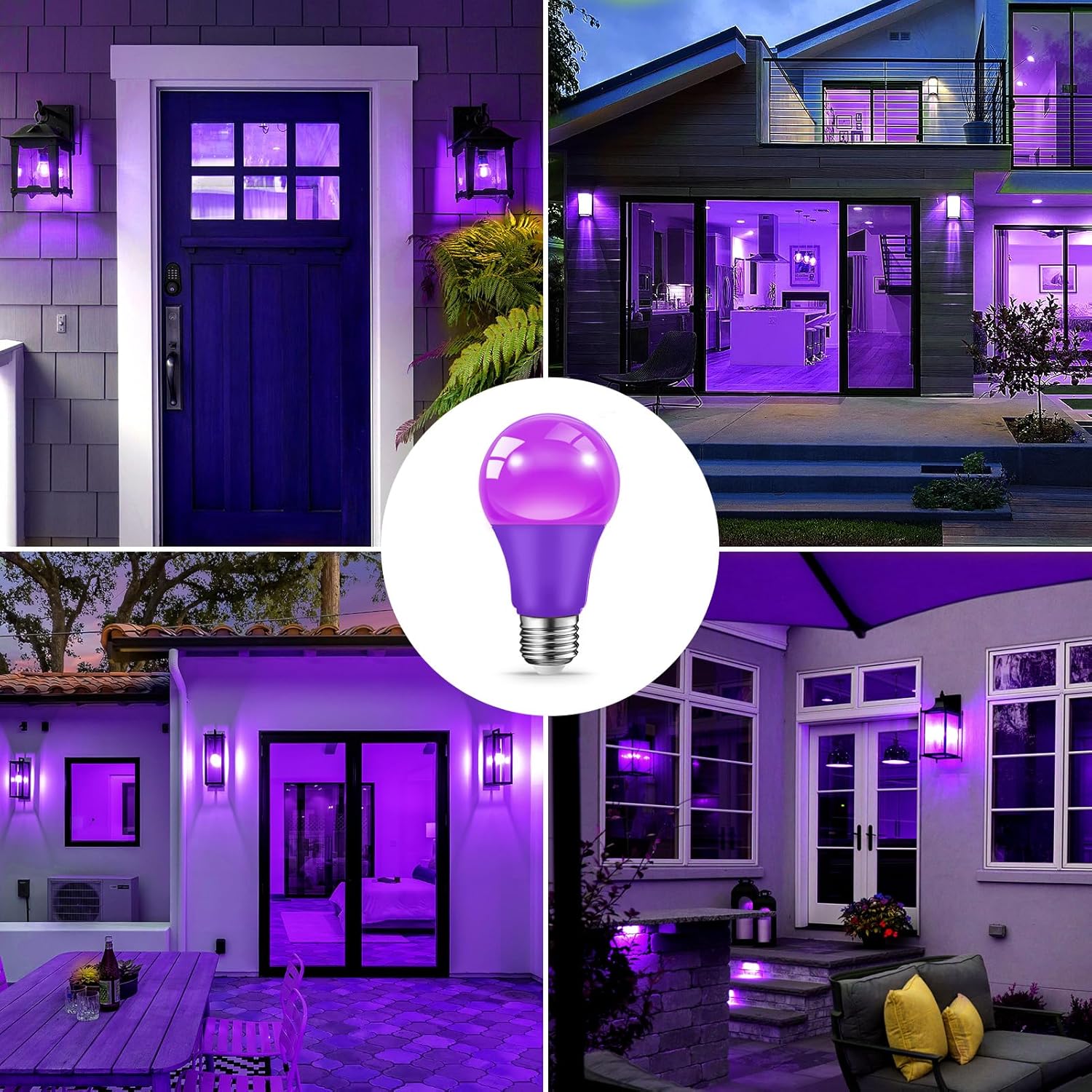 JAHEKS Purple Light Bulbs for Outdoor Porch, 9W(60W Equivalent) E26 Base LED Purple Bulb for Halloween Christmas Wedding,Party,Bar,Holiday Lighting,Home Decor, 2-Pack - Image 7