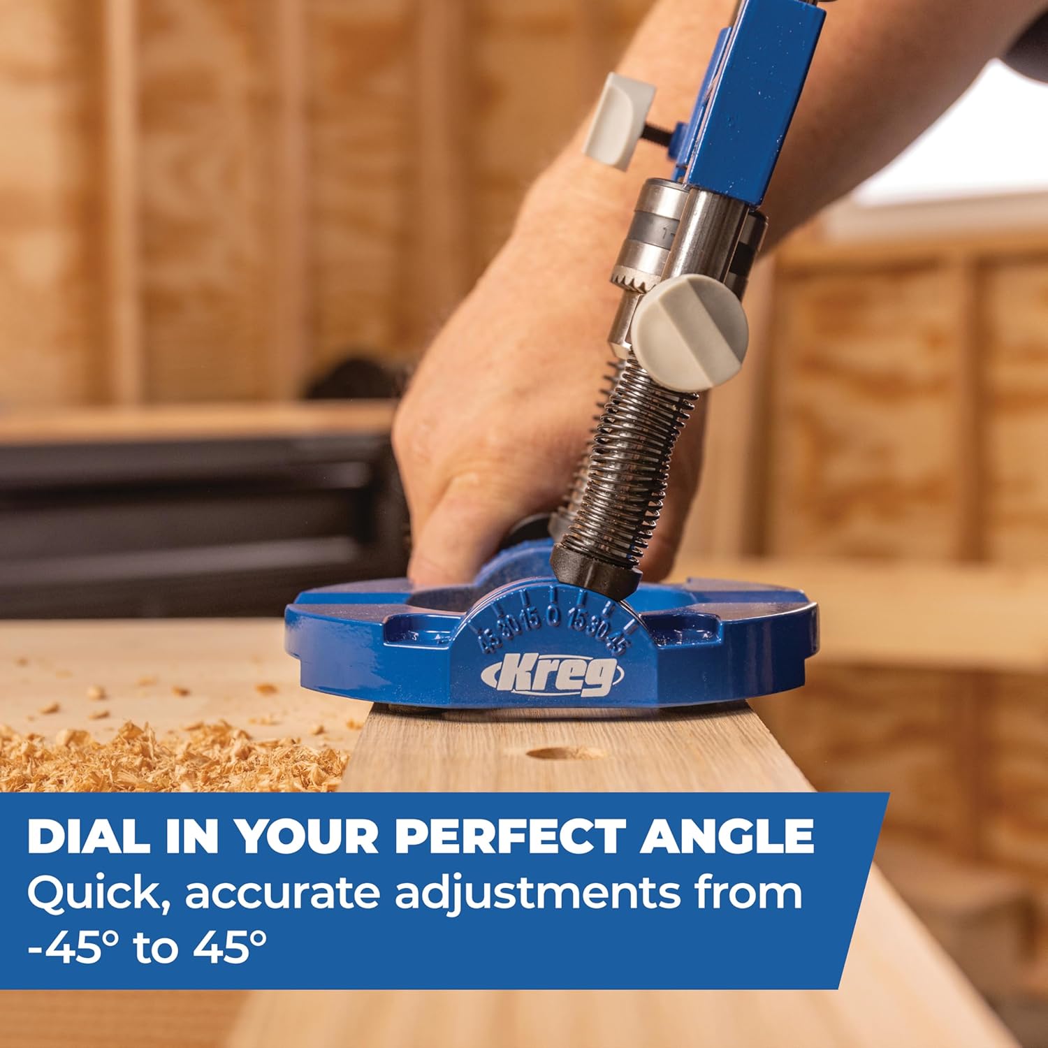 Kreg Drill Guide Pro - Portable Drilling Solution With Adjustable Angle - Built-In Dust Collection Adapter - Self-Centering Design for Consistent Holes - KDG6500 - Image 4