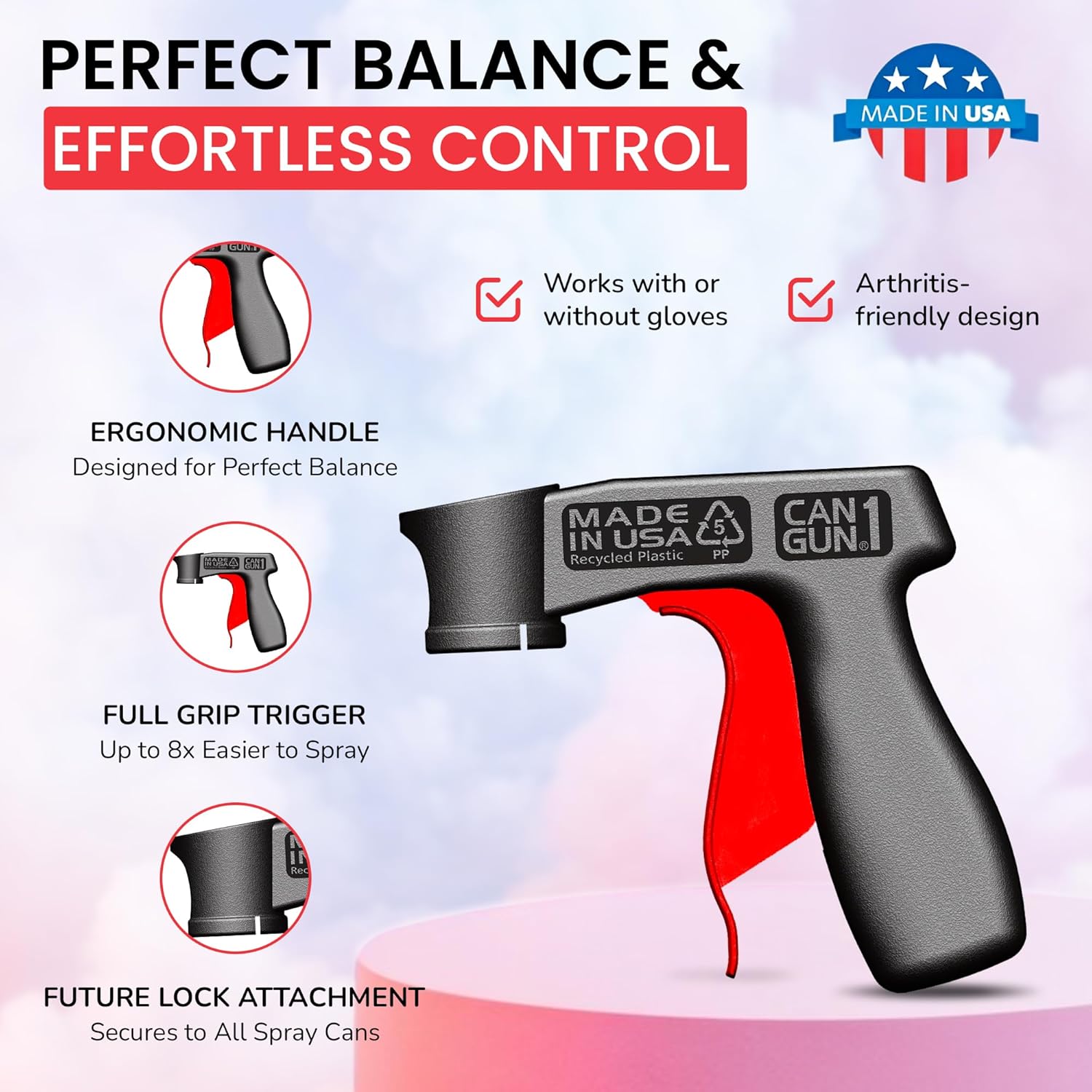 Safeworld Instant Aerosol Trigger Handle Can-Gun, Converts Spray Cans to Spray Guns, Full Hand Grip, Reusable, Easy Clip-On/Off, and Universal Fit for Paint, Adhesives, and Lubricants. - Image 2