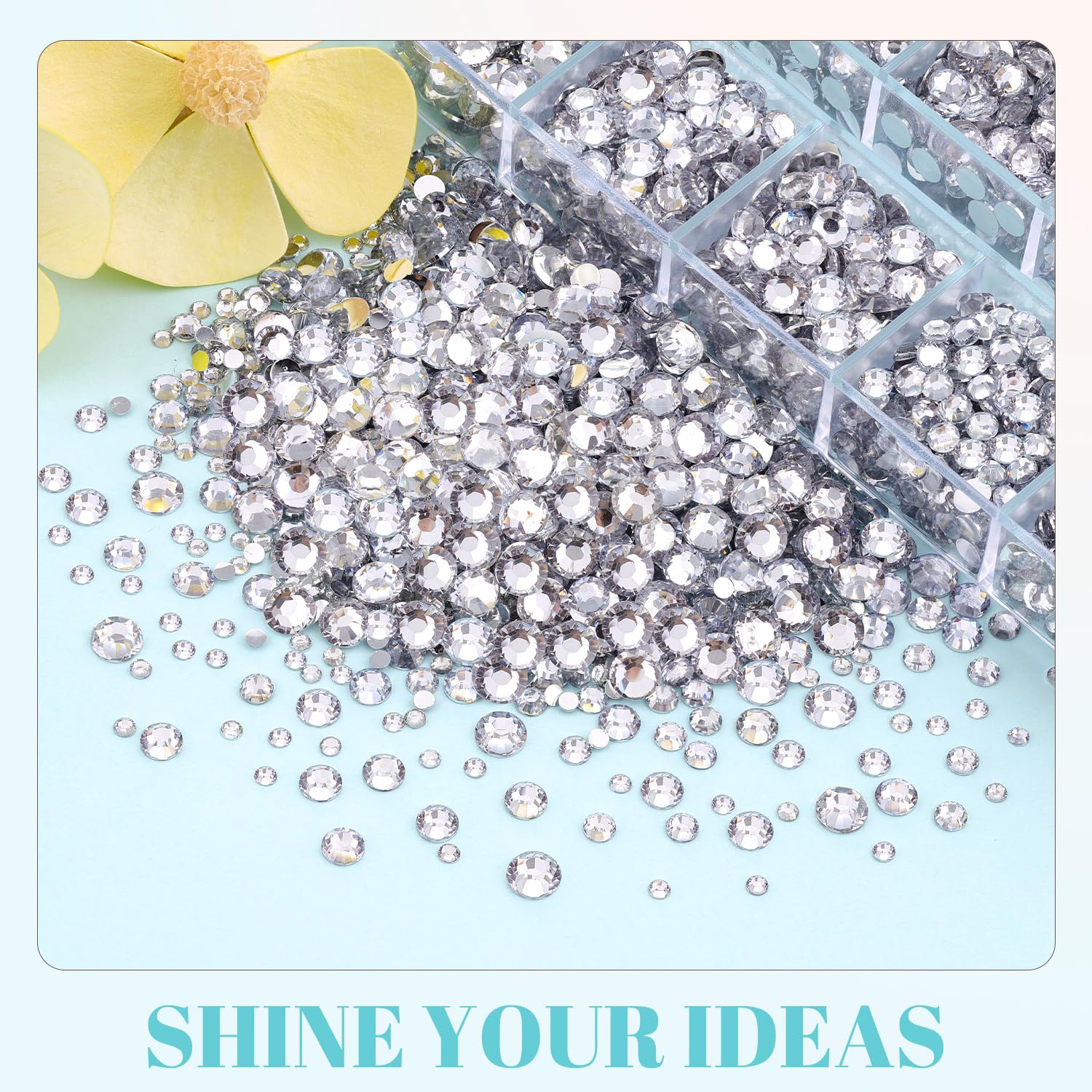 6100Pcs Resin Rhinestones for Crafting with 2Pcs 10ml B7000 Jewelry Glue, 1 Box Flatback Crystals Diamond (Clear) for Bedazzling Crafts DIY Nail Art Non Hotfix Gems for Clothing Shoes Tumblers - Image 3