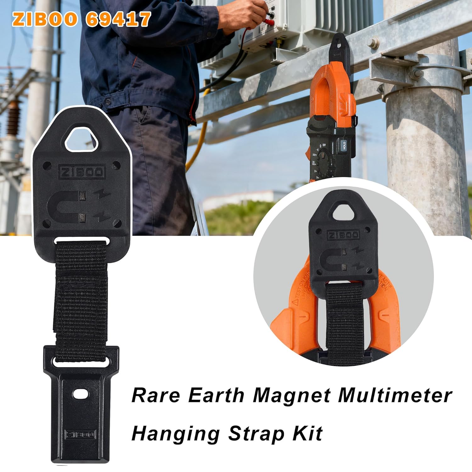 ZIBOO 69417 Rare Earth Magnet Multimeter Hanging Strap Kit Compatible with Klein Tools Meters MM400,MM300, CL600, CL700, CL800, CL900,MM600, MM700,CL390,CL445,MM325,CL450,CL120 - Image 4
