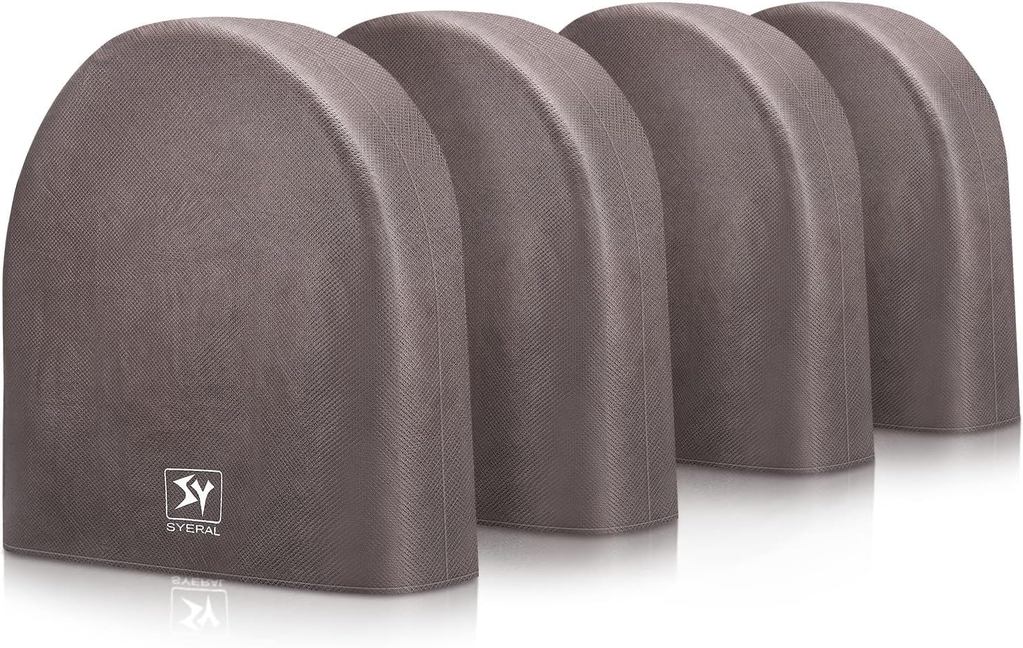 SYERAL Tire Covers Set of 4,Upgraded 5 Layer Nonwoven RV Wheel Covers, Waterproof Anti-UV Snow Sun Rain Tire Protectors Covers for Trailer,Camper,RV,Truck,SUV,27-29inch(M) Brown