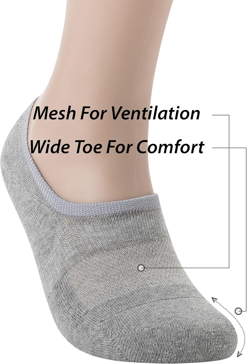 Pro Mountain No Show Socks Wide Toe Box For Health Bunion Unisex Size S to X-Large Cotton Cushion Footies - Image 6