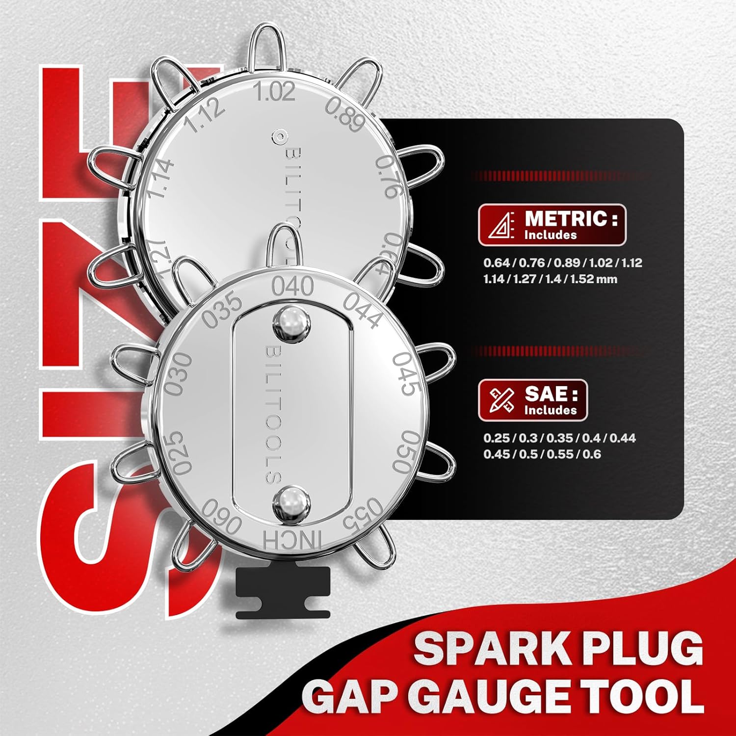 BILITOOLS 7 Piece Magnetic Swivel Spark Plug Socket Set with Gap Tool, 3/8-Inch Drive, 9/16'', 5/8'', 14mm, 16mm, 6 & 12 Point, CR-V - Image 3