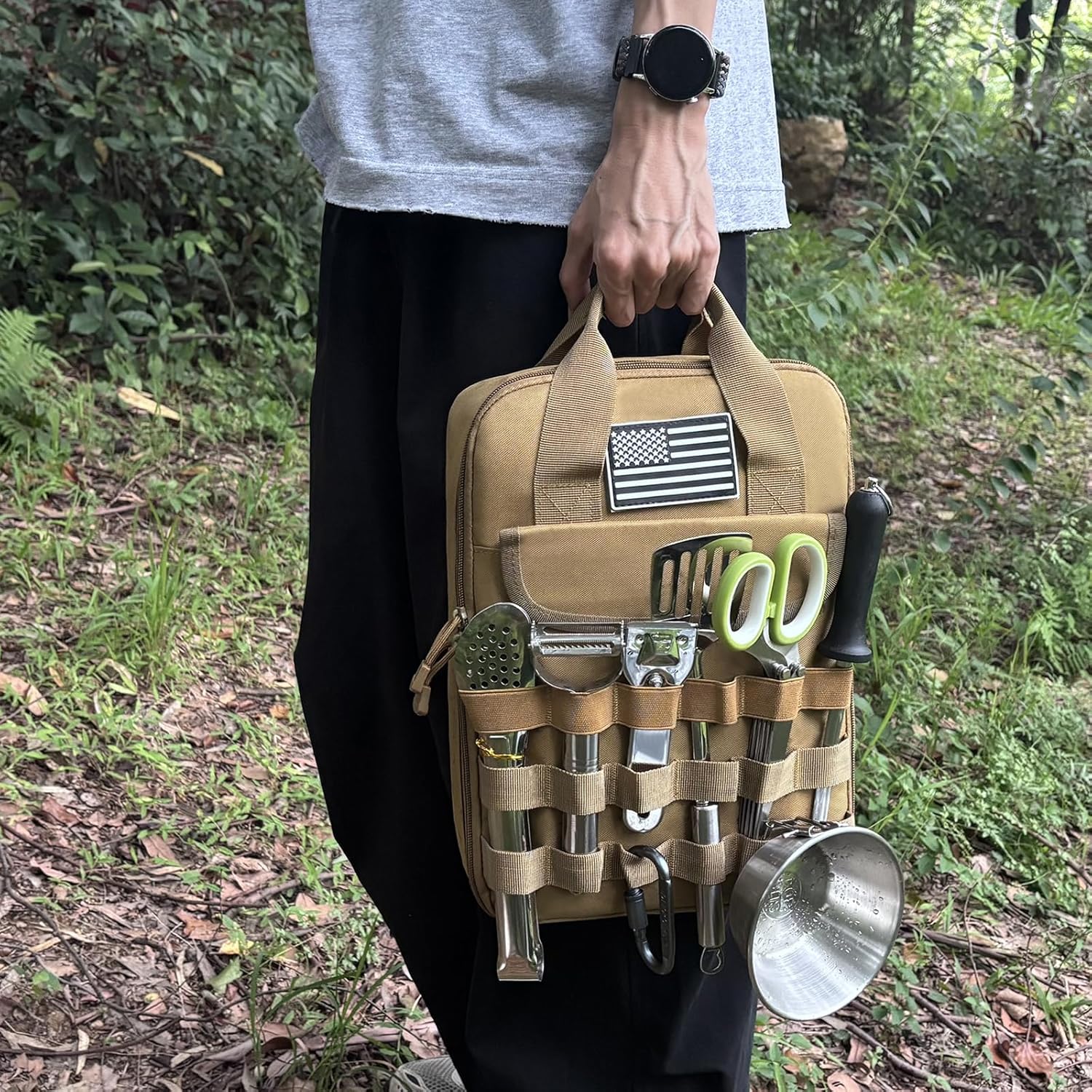Tactical Camp Kitchen Organizer Camping Cooking Utensils Bag for BBQ, Picnic, Travel & Hiking (Bag Only) - Image 6