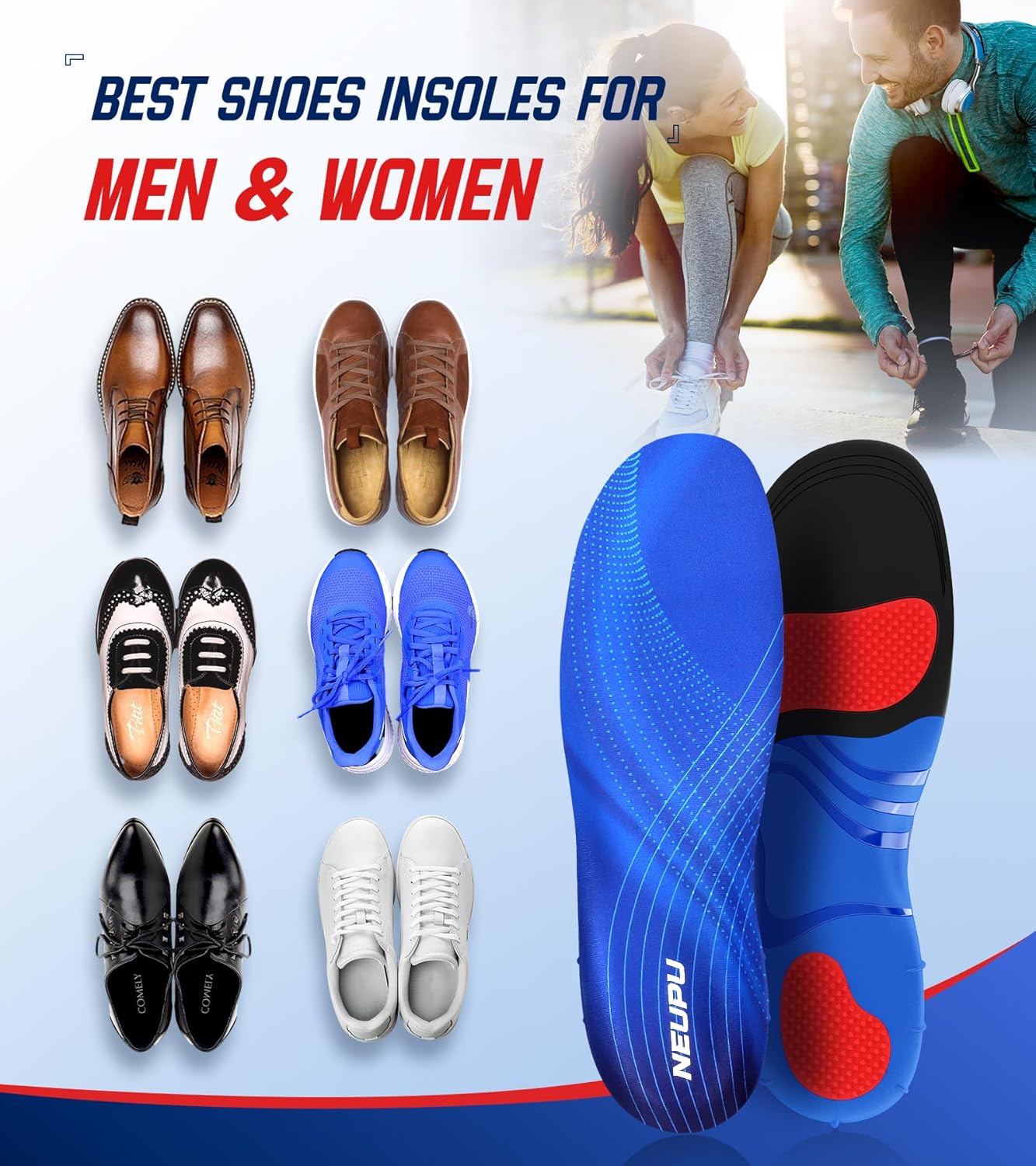 NEUPU 240+lbs Plantar Fasciitis Insoles Men Women, Comfort Heavy Duty High Arch Support Insoles for Pain Relief Absorb Shock, Work Boot Shoe Inserts Orthotic for Flat Feet, Pronation, Heel & Foot Pain - Image 5