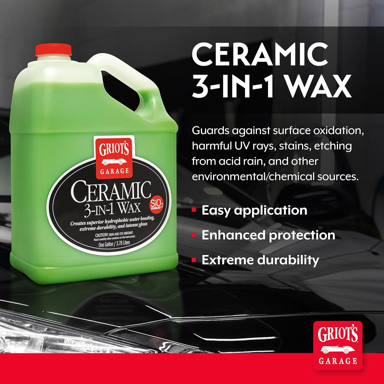 Griot’s Garage Ceramic 3-in-1 Wax, SiO2 Spray for Cars, Trucks, RV’s, Provides Protection and Water Beading on Paint, Wheels, Plastic, Rubber Trim, Chrome, and More, 10983, 1 Gallon - Image 2