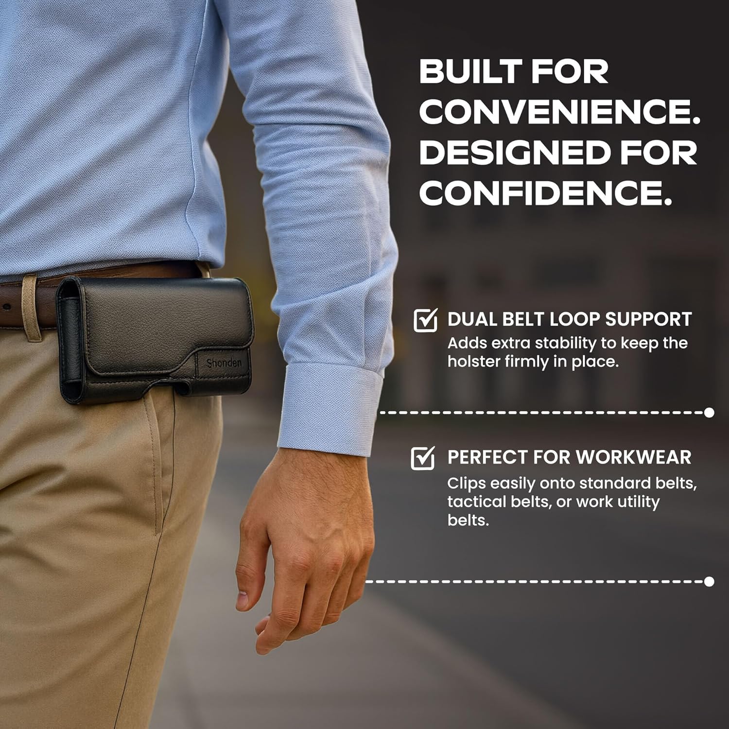 Stronden Magnetic Closure Holster for iPhone 17 Pro Max, 16 Pro Max - Leather Belt Case Pouch with Built in Card Holder (Fits Slim/Regular Case on) - Image 4