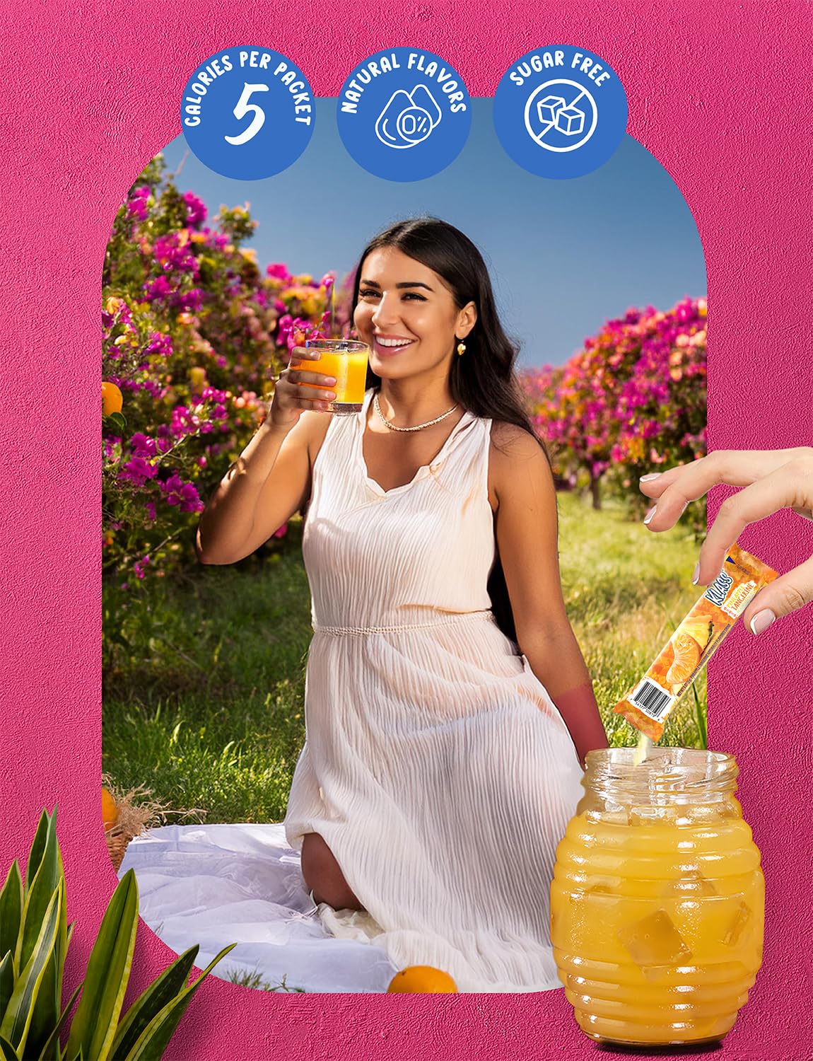 Klass Aguas Frescas, Powdered Drink Mix Variety Pack, 40 Singles Zero Sugar & Caffeine-Free Powder Packets, Water Drink Mix, Flavors: Cucumber Limeade, Strawberry Watermelon, Hibiscus Berries & Pineapple Tangerine - 5 Calories Per Packet & Natural Flavors - Image 3