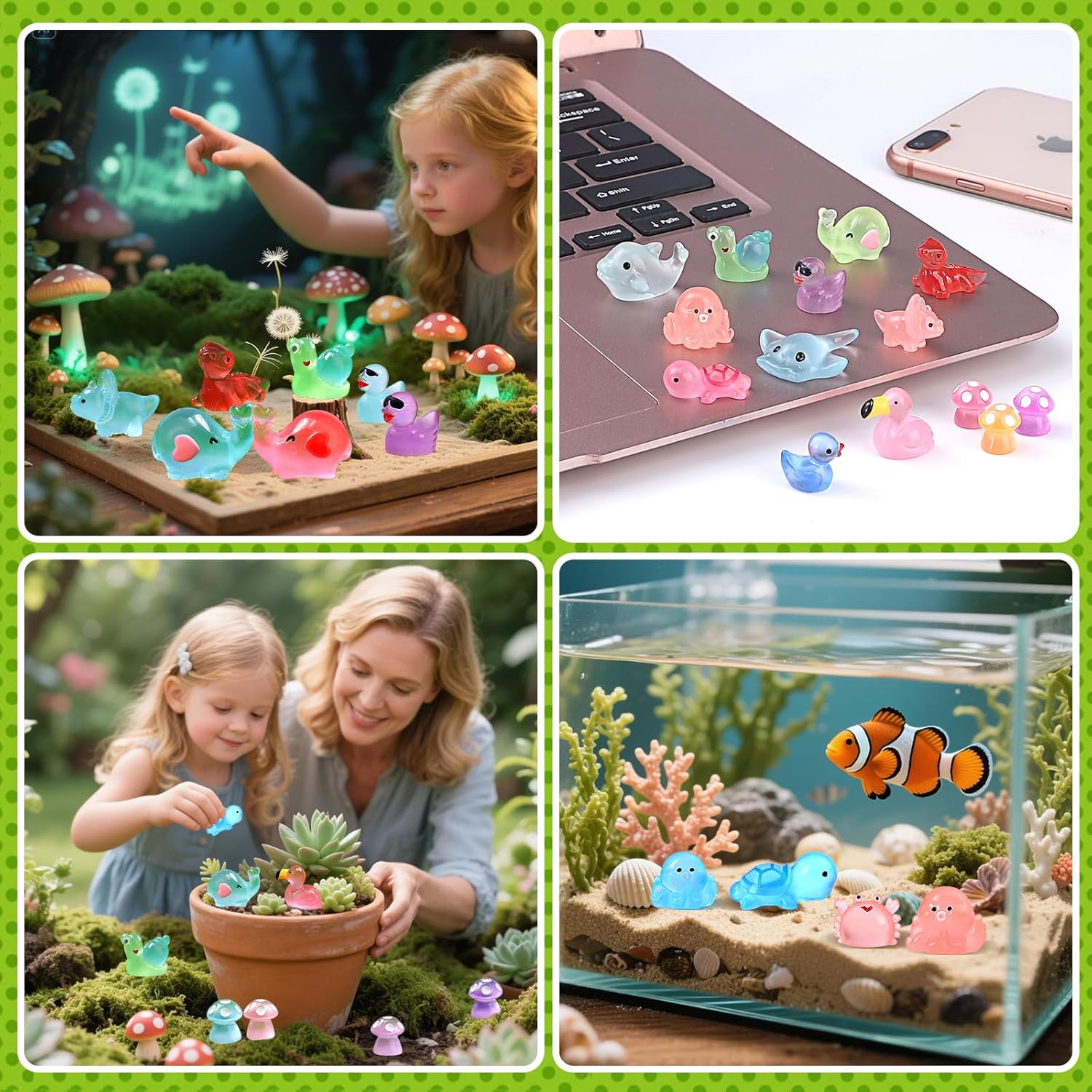 100 Pcs Mini Resin Animals Mini Figures to Hide Tiny Resin Animals Glow in The Dark for Dollhouse Decor for Micro Landscape Aquarium Party Deor - Image 4