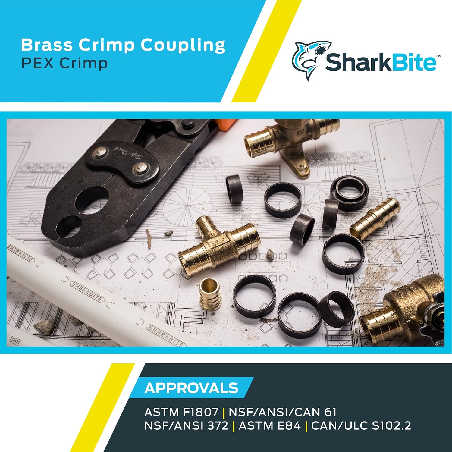 SharkBite 1/2 Inch Crimp Coupling, Pack of 10, Brass Plumbing Fitting, PEX Pipe, PE-RT, UC008LFA10 - Image 5