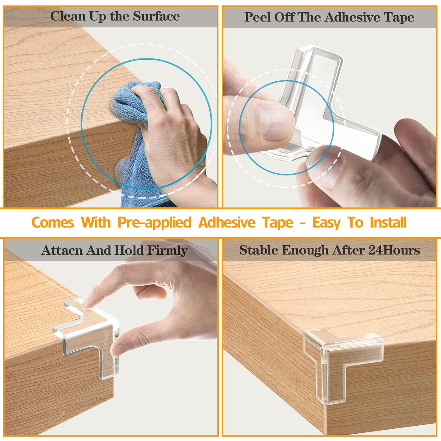 12 Pack Corner Protector, Clear Corner Guards Table Edge Protectors, Baby Safety Corner Bumpers Covers, Furniture & Sharp Corner Baby Proofing, T Shaped - Image 7