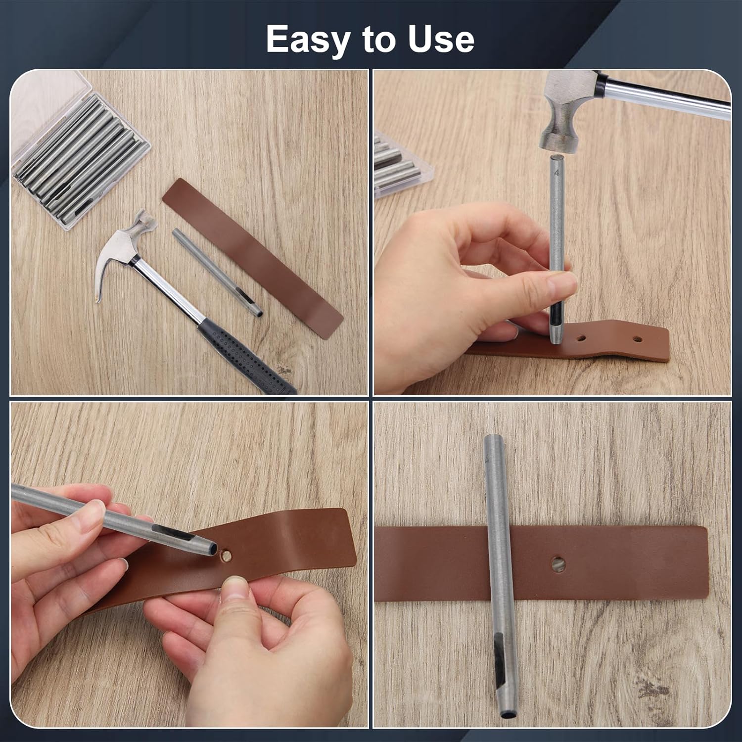 17 Pcs Round Leather Hole Punch Tool 0.5-7mm, Boyistar Metal Hollow Hole Punching for Leather Craft Punch Tools Set Round Hollow Tools for Belts, Watch Band, Paper, Plastic, Leather with Storage Box - Image 6