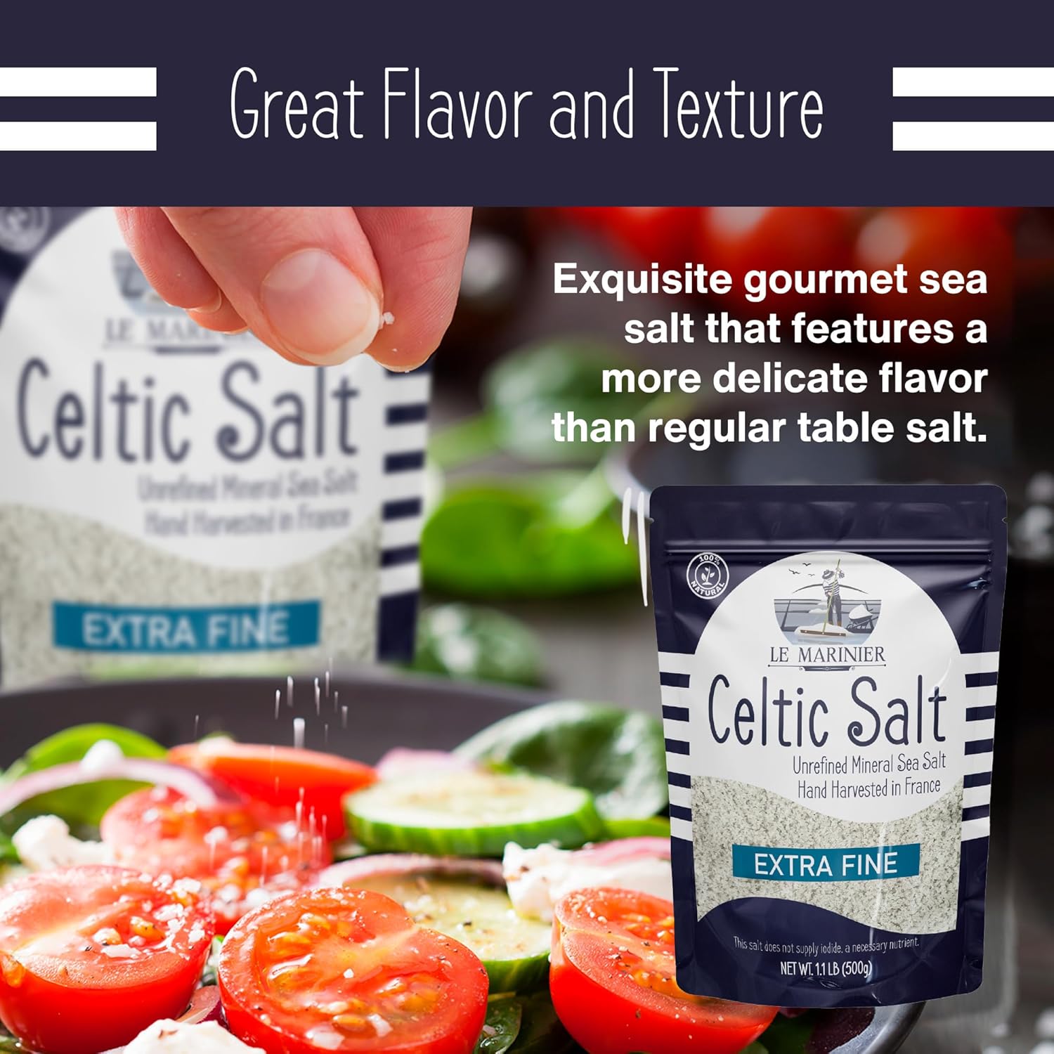 Le Marinier Celtic Salt Organic Extra Fine, 1.1 lb - 18oz. Mineral Rich 100% Natural and Unrefined. French Sea Salt with +82 Vital Minerals. Hand Harvested (1.1 lb Extra Fine) - Image 5