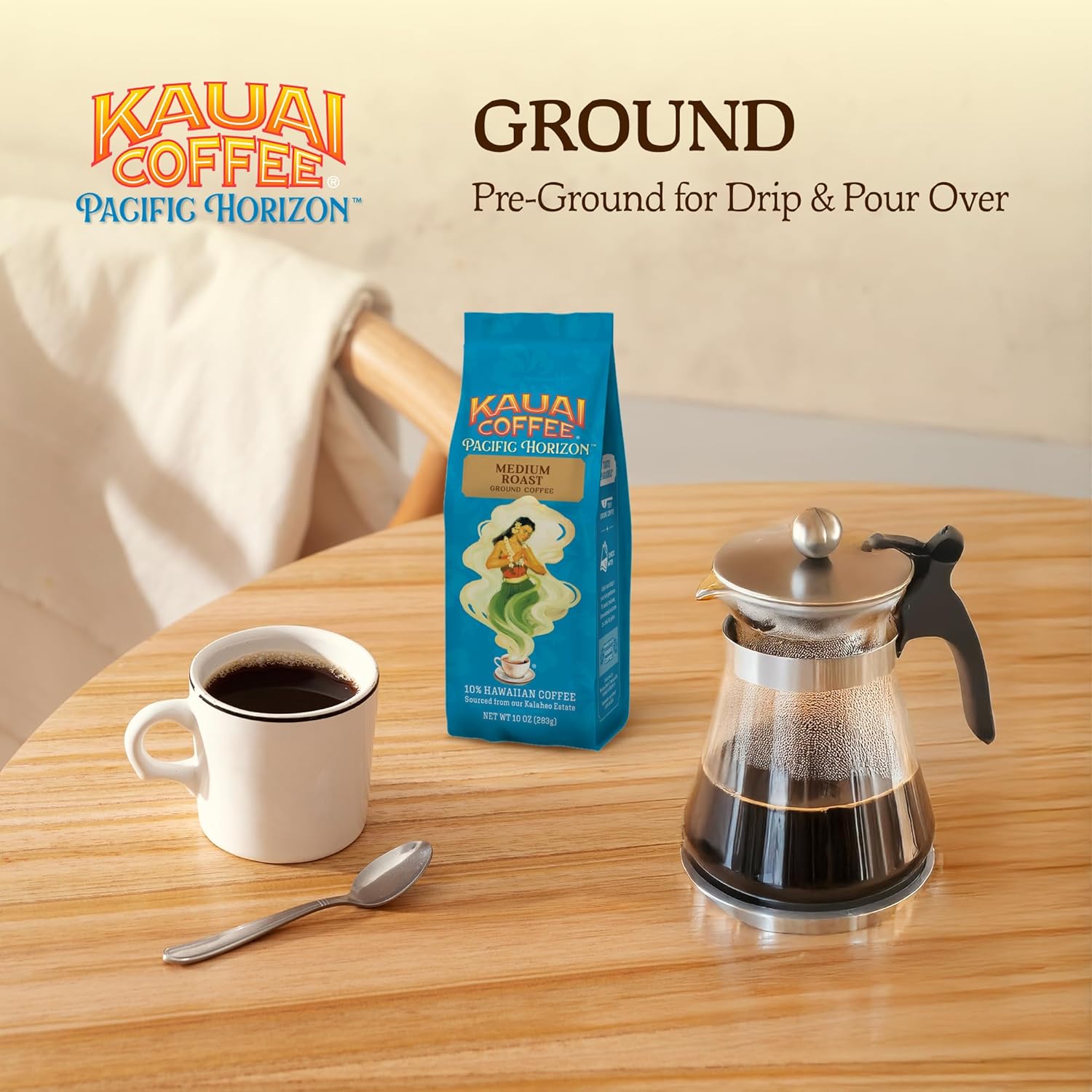Kauai Coffee Ground Coffee – Smooth, Rich, Medium Roast – Light Floral Notes, Bright Aroma – Arabica Coffee, 10% Hawaiian with No Bitterness – Koloa Estate, 1 Pack of 10oz - Image 6