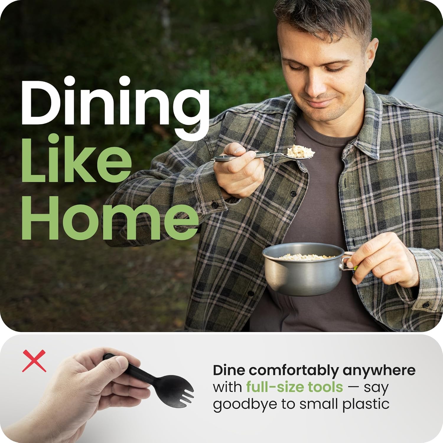 Orblue 4-in-1 Camping Utensils, 1-Pack, Portable Stainless Steel Spoon, Fork, Knife & Bottle Opener Combo Set - Travel, Backpacking Cutlery Multitool, Black - Image 5