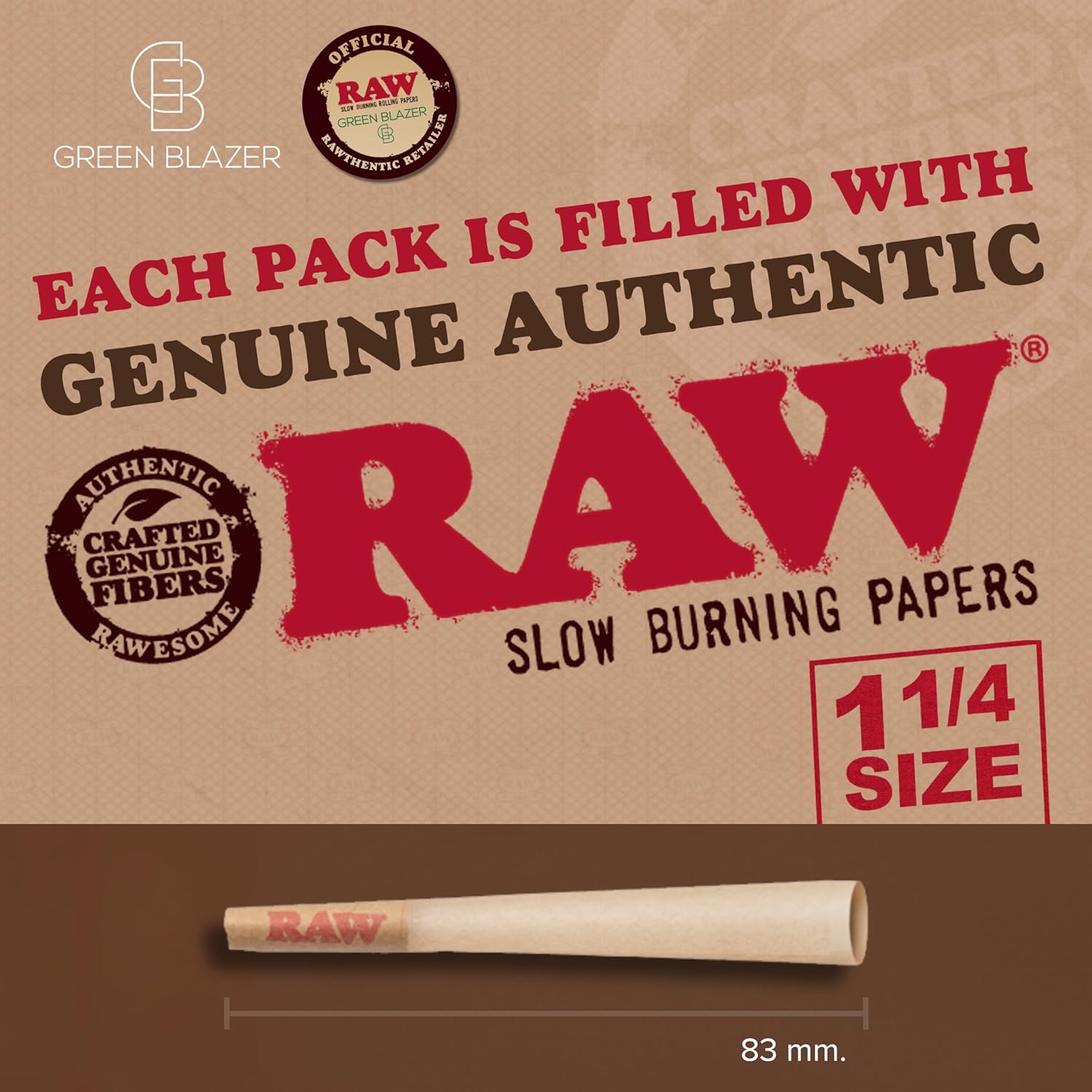 RAW Cones 1 1/4 Size: 50 Pack Patented Slow Burning Pre Rolled Rolling Papers & Tips, Classic Raw Paper, 84mm - Image 2