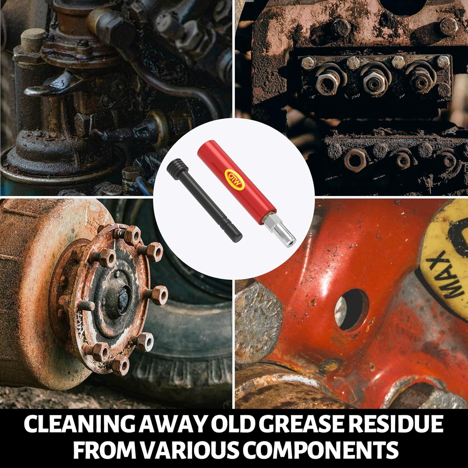 Grease Fitting Cleaning Tool, Cleans and Flushes Out Old Dried Grease from Fittings, Pins, Shafts, Bushings, and Joints. Uses Penetrating Fluid and Hydraulic Pressure, Red - Image 7