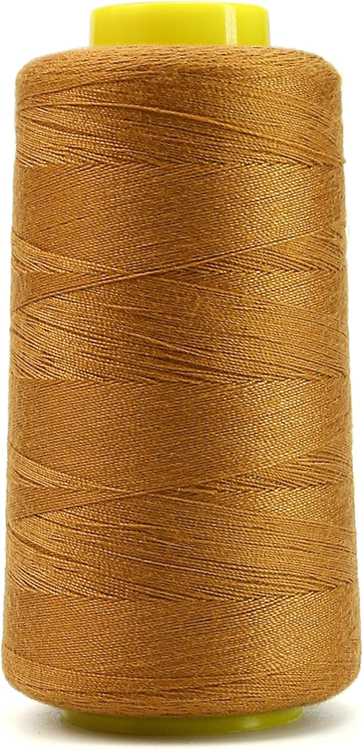 1500 Yards Jean Thread for Sewing Machine, Denim Thread 20s/2 Heavy Duty Strong Thick Bonded Cone Spools for Blue Jeans Shoes Bag Canvas Leather Nylon Hand Sewing 100% Polyester, Gold Color