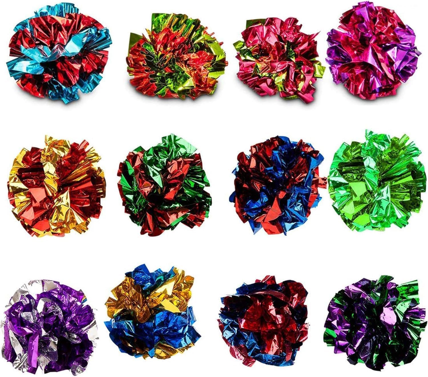 SunGrow 12 Pack Cat Crinkle Balls - 2 Inch Toys for Indoor Pets - Keep Your Feline Energetic & Excited with Vibrant Colors, Lightweight Design for Long-Lasting Fun, Perfect for Playtime