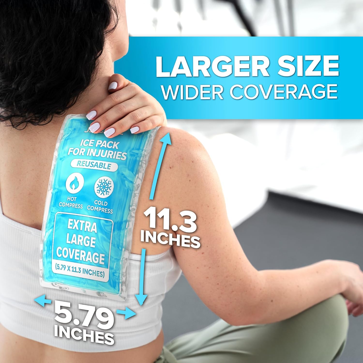 JJ CARE Ice Packs for Injuries Reusable (Pack of 2, XL) - Gel Ice Packs Reusable - Soft Ice Pack for Injuries with Wrap - Flexible Therapy, for Knee, Back, Neck, Wrist, & Ankle - Image 3