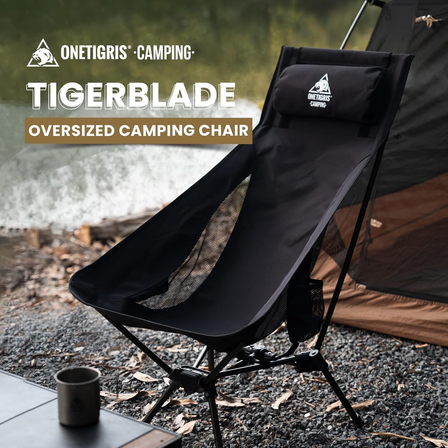 ONETIGRIS Tigerblade High Back Camping Chair with Pillow Design, Comfortable Widened Seat Folding Chair - Image 4