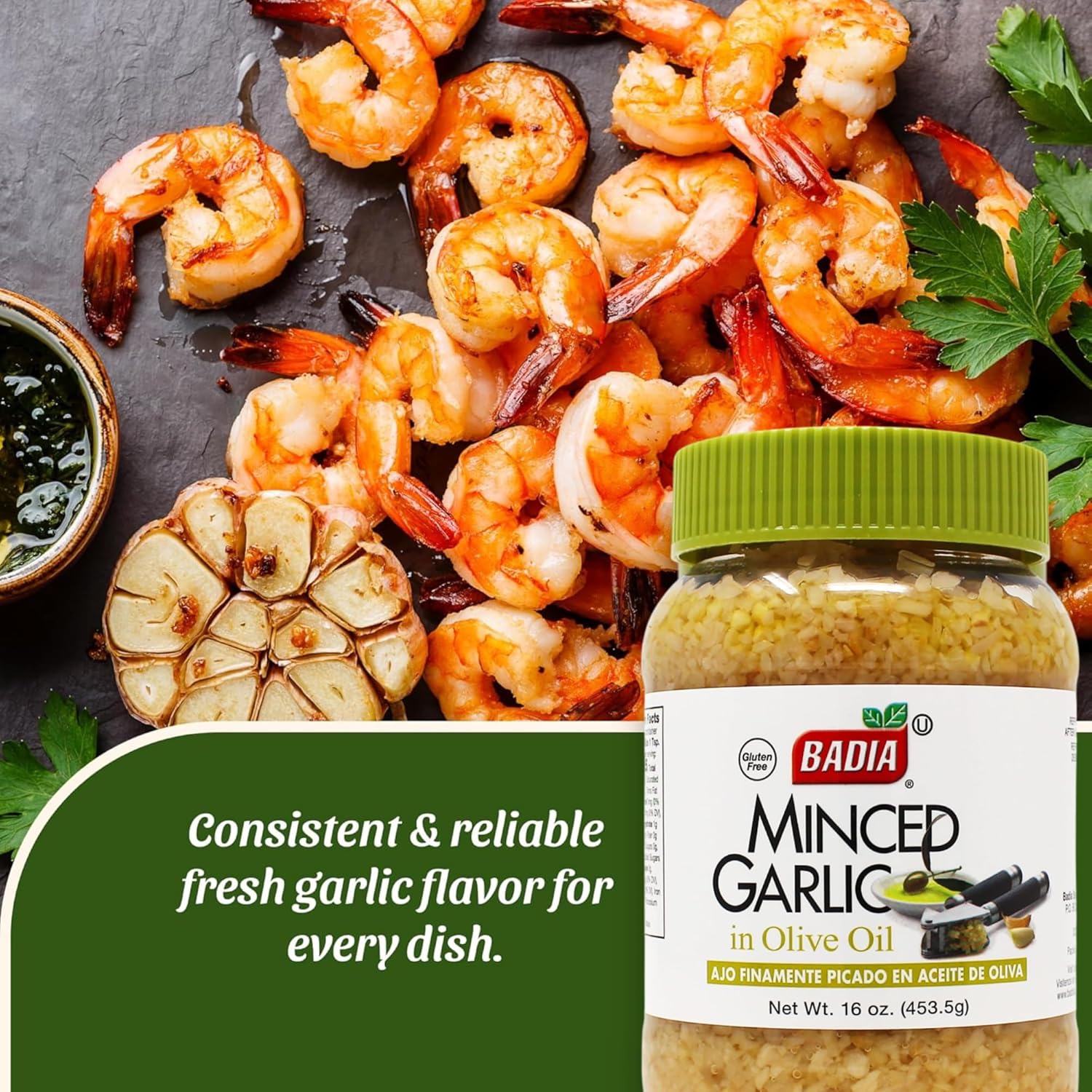 Badia Minced Garlic in Olive Oil, 16 oz – Fresh Minced Garlic, Bold Flavor for All Purpose Cooking, Gluten Free - Image 3