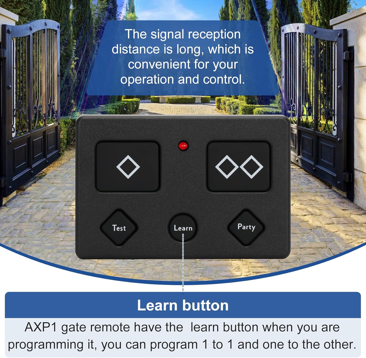 1 for AXP1/AXS1 Ghost Controls Gate Opener Remote, 5-Button Premium Remote Transmitter, Compatible with Ghost Controls Single/Dual Automatic Gate Openers Systems - Image 3