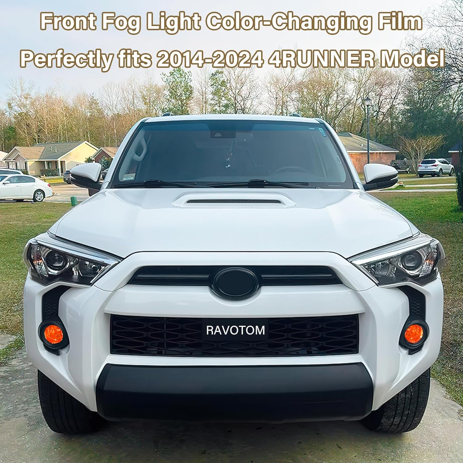 Car Front Fog Light Color-changing Film for 2014-2024 Toyota 4Runner Accessories TPU Tint Film Color Sticker - Amber (4 PCS) - Image 7