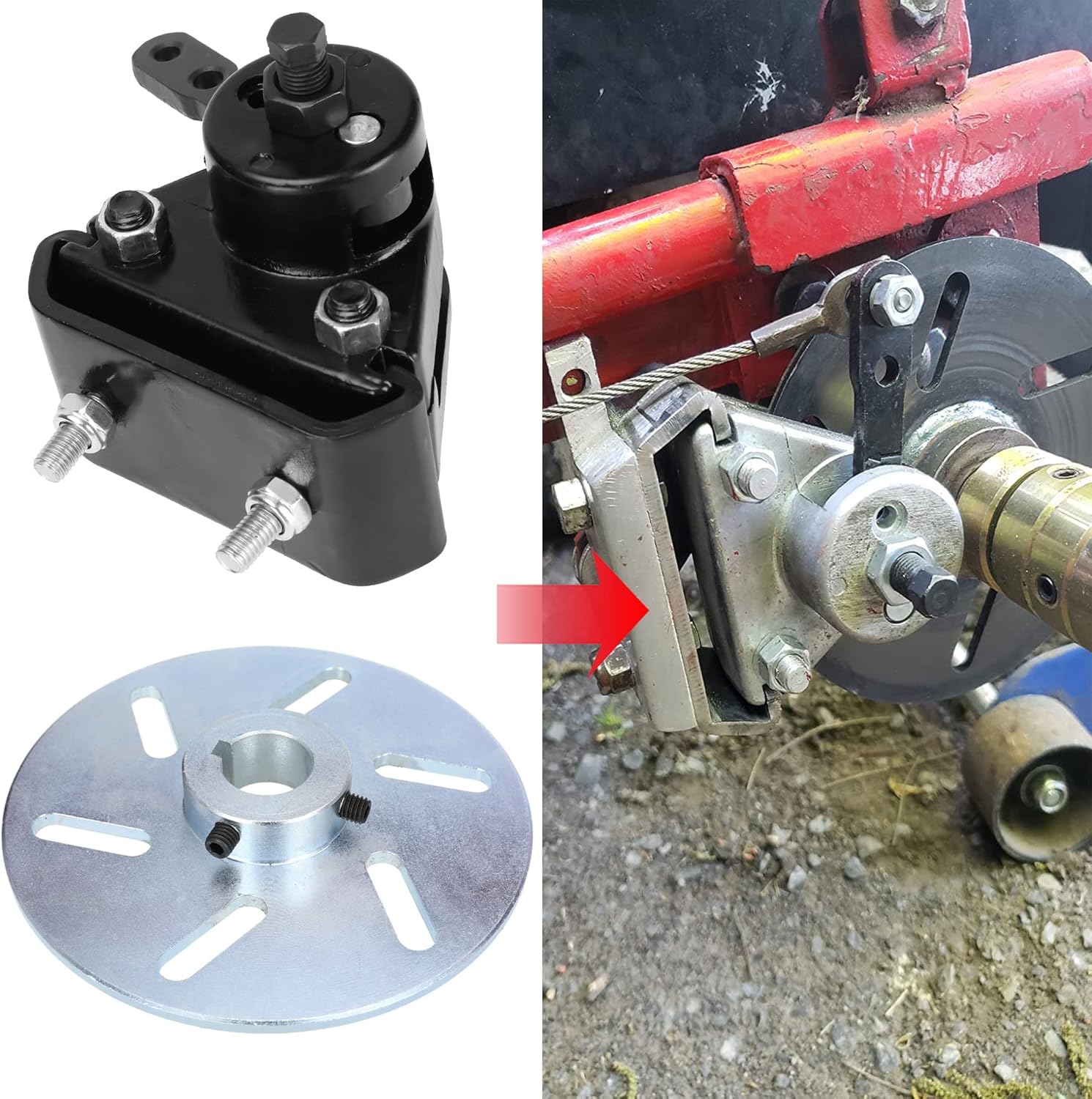 GREHUA Go Kart Brake Kit Compatible with Yerf-Dog Manco 9598 9597 ASW Bristers Airheart MB-1, Mechanical Disc Brake Caliper with Bracket for Predator 212cc 196cc 6.5hp GX160 Drift Trike Go Cart Parts - Image 2